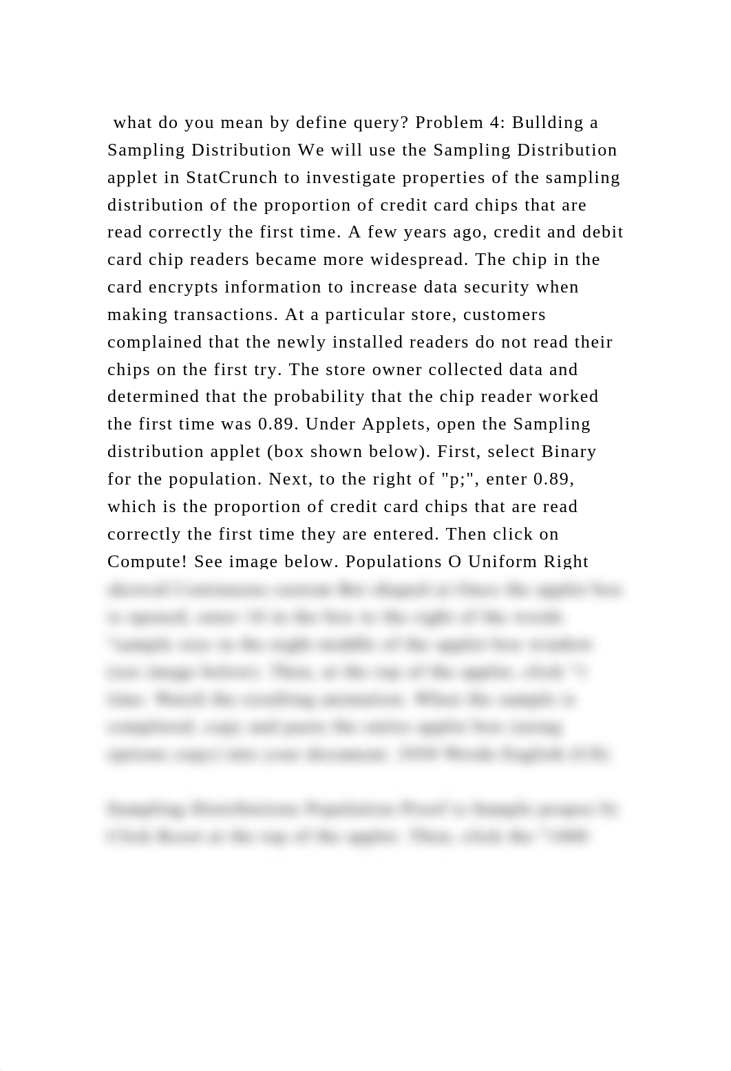 what do you mean by define query Problem 4 Bullding a Sampling Di.docx_dmvl3lg9oa3_page2