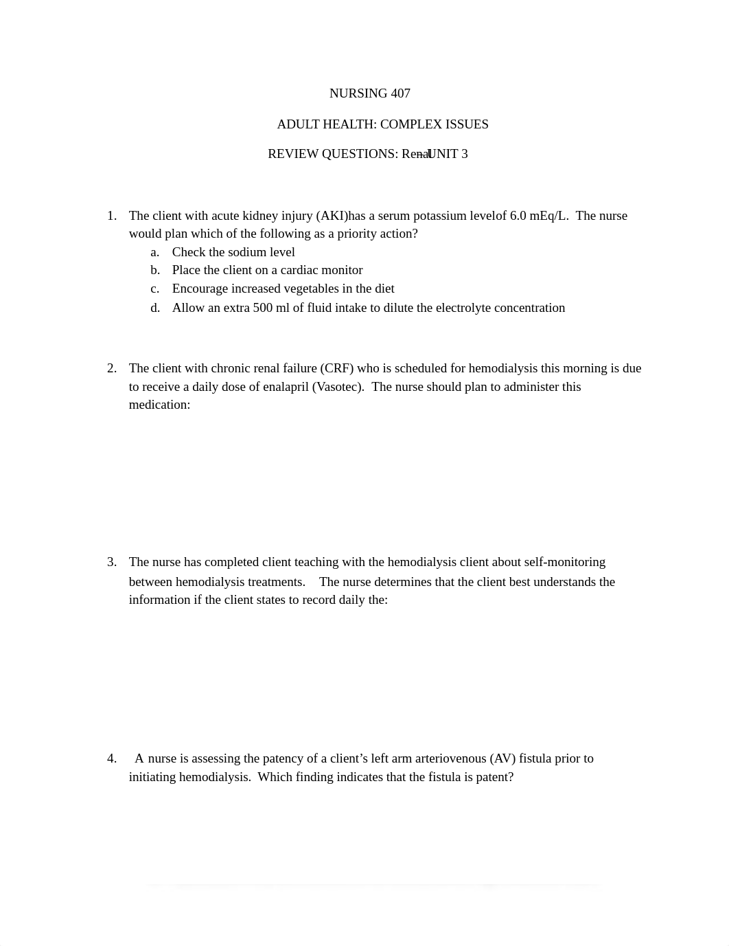 NURSING 407 review questions - unit 3 -renal answers(1).docx_dmw0cmzblb6_page1