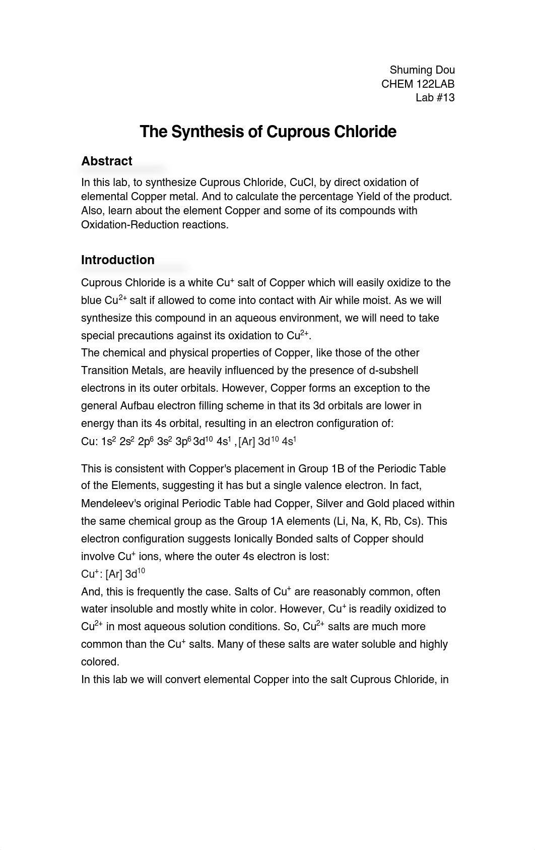 [CHEM122Lab#13]The Synthesis of Cuprous Chloride_dmwnzsku8kh_page1