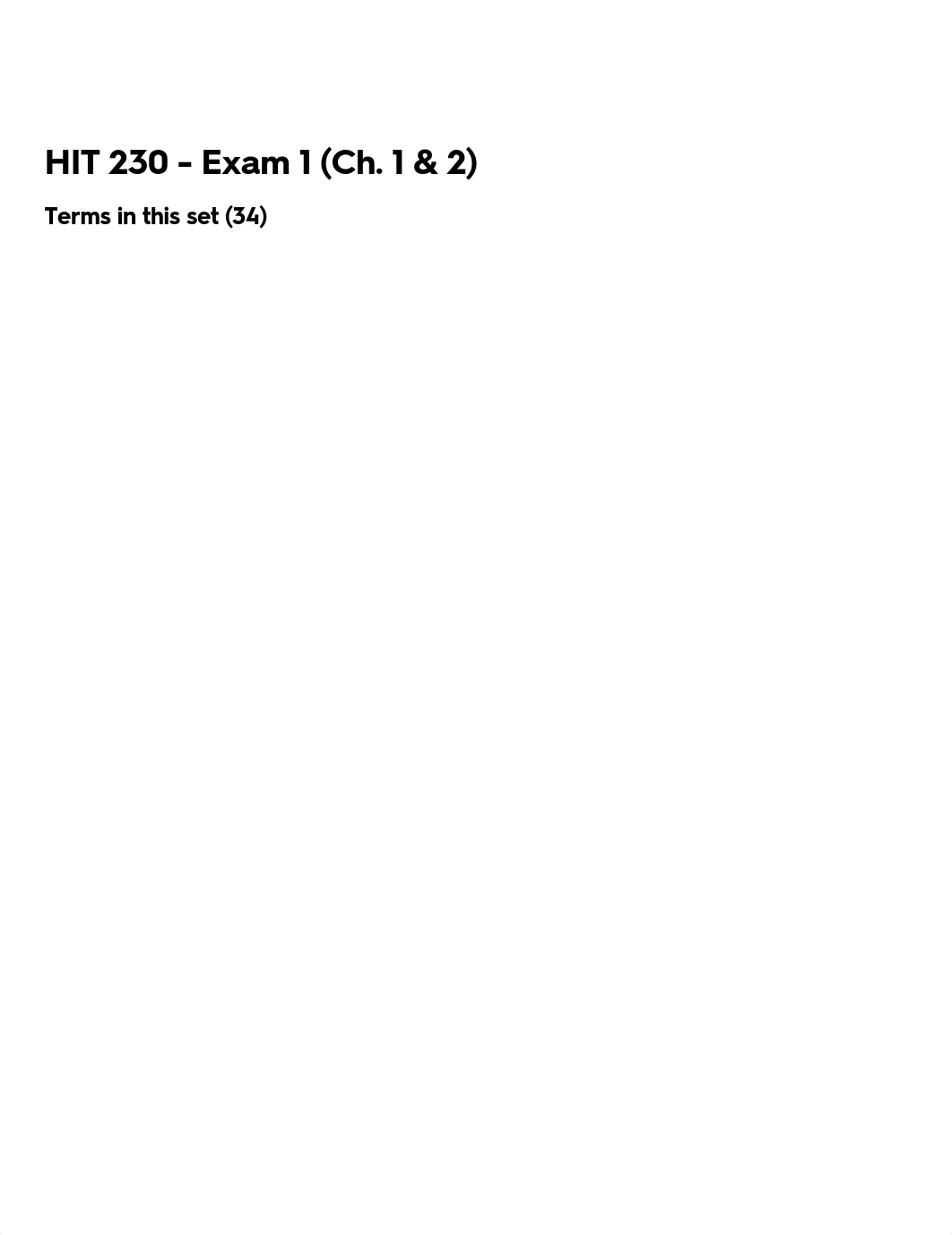 HIT 230 - Exam 1 (Ch. 1 & 2) Flashcards.pdf_dmxrpea34f1_page1