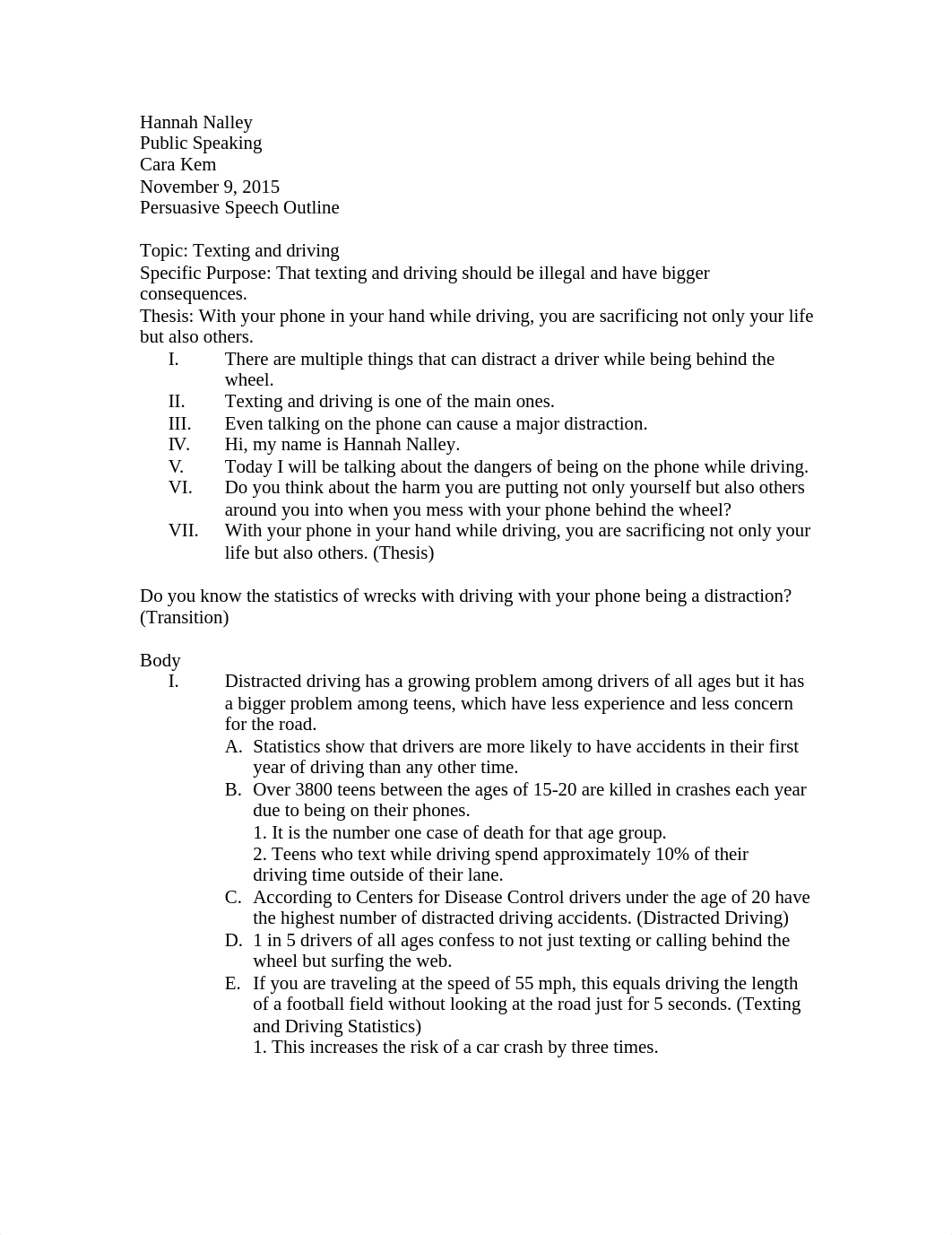 texting and driving persuasive outline public speaking_dmyhmjec52z_page1