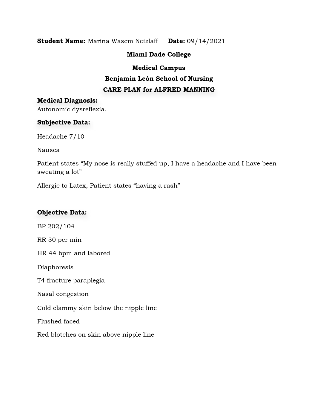 WEEK 4 care plan ALFRED MANNING.pdf_dmz10vvhzes_page1