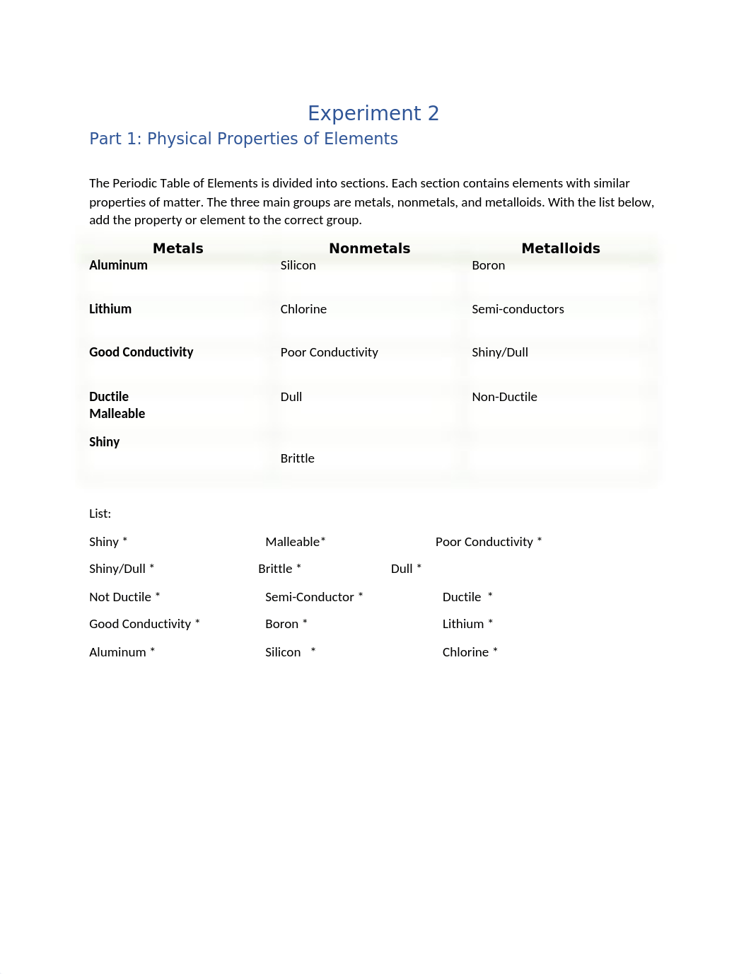 Experiment 2 - Chemical Observations and Periodic Table of Elements Answers.docx_dmz6wbbk3wt_page1