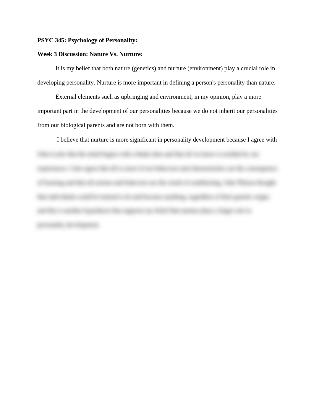 PSYC 345 Psychology of Personality Week 3 Discussion Nature vs. Nurture.docx_dmz7d00otmv_page1