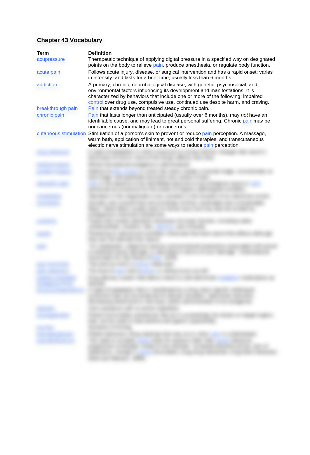 Pain Management Chapter 43 Vocabulary_dmzmfwcx5ig_page1