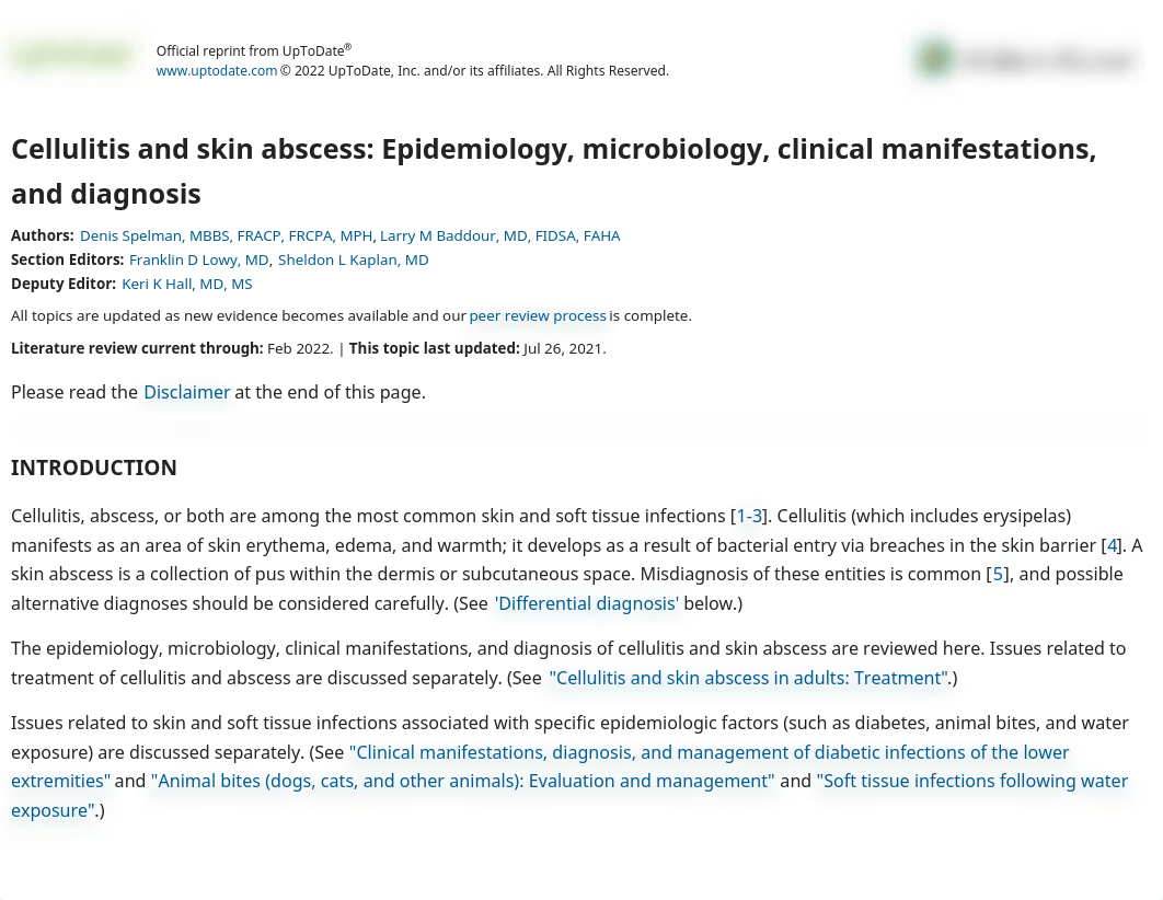 Cellulitis and skin abscess_ Epidemiology, microbiology, clinical manifestations, and diagnosis - Up_dn0h3gil793_page1