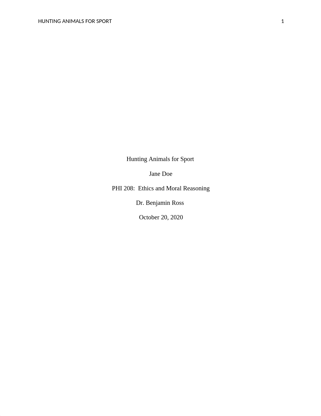 PHI208 Week 5_Final Paper-Is it morally wrong to hunt animals merely for sport.docx_dn12thzk33z_page1