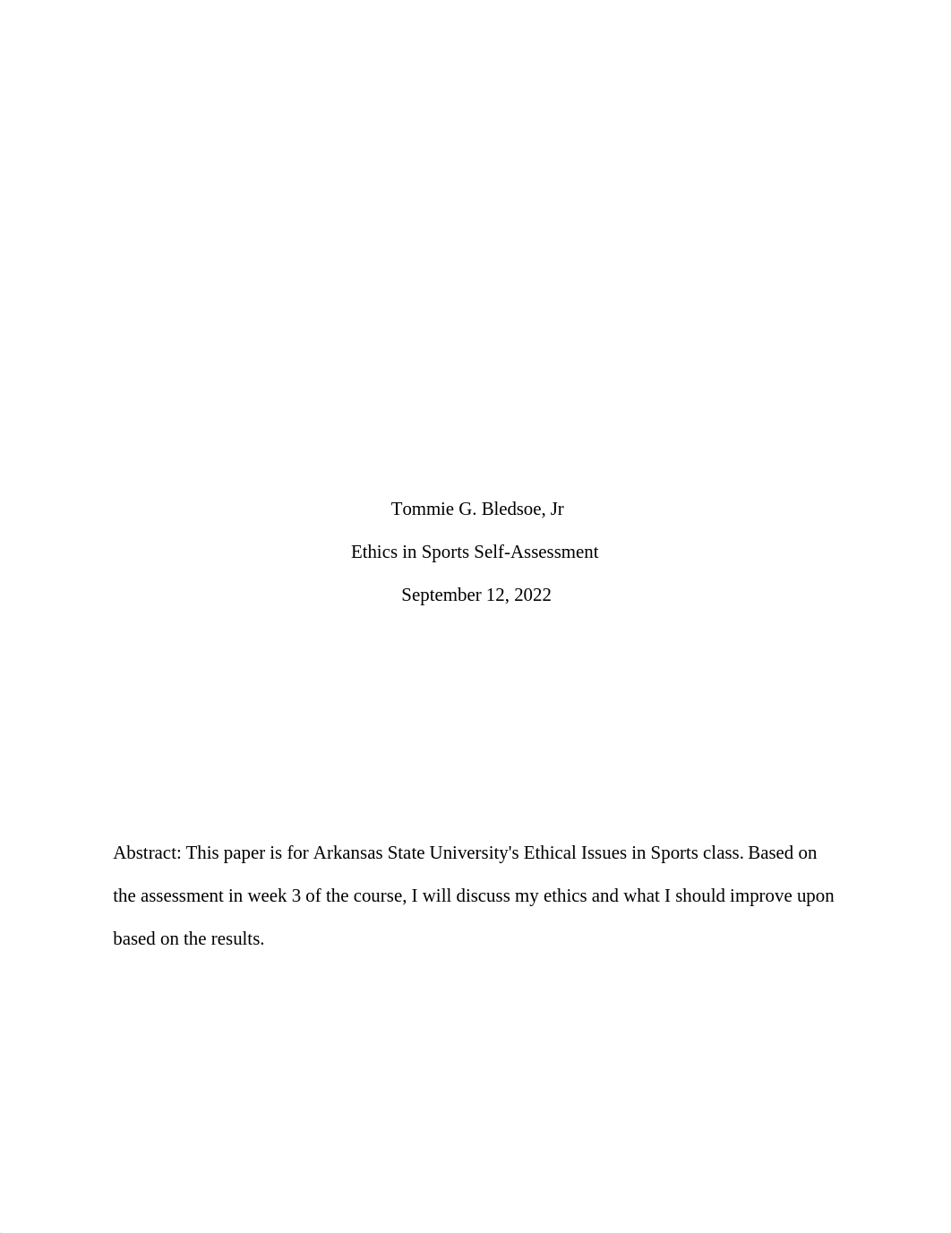 Ethical Issues in Sport - 3.3 Self Acessment Assignment - Tommie Bledsoe.docx_dn1j9l0ggb7_page1