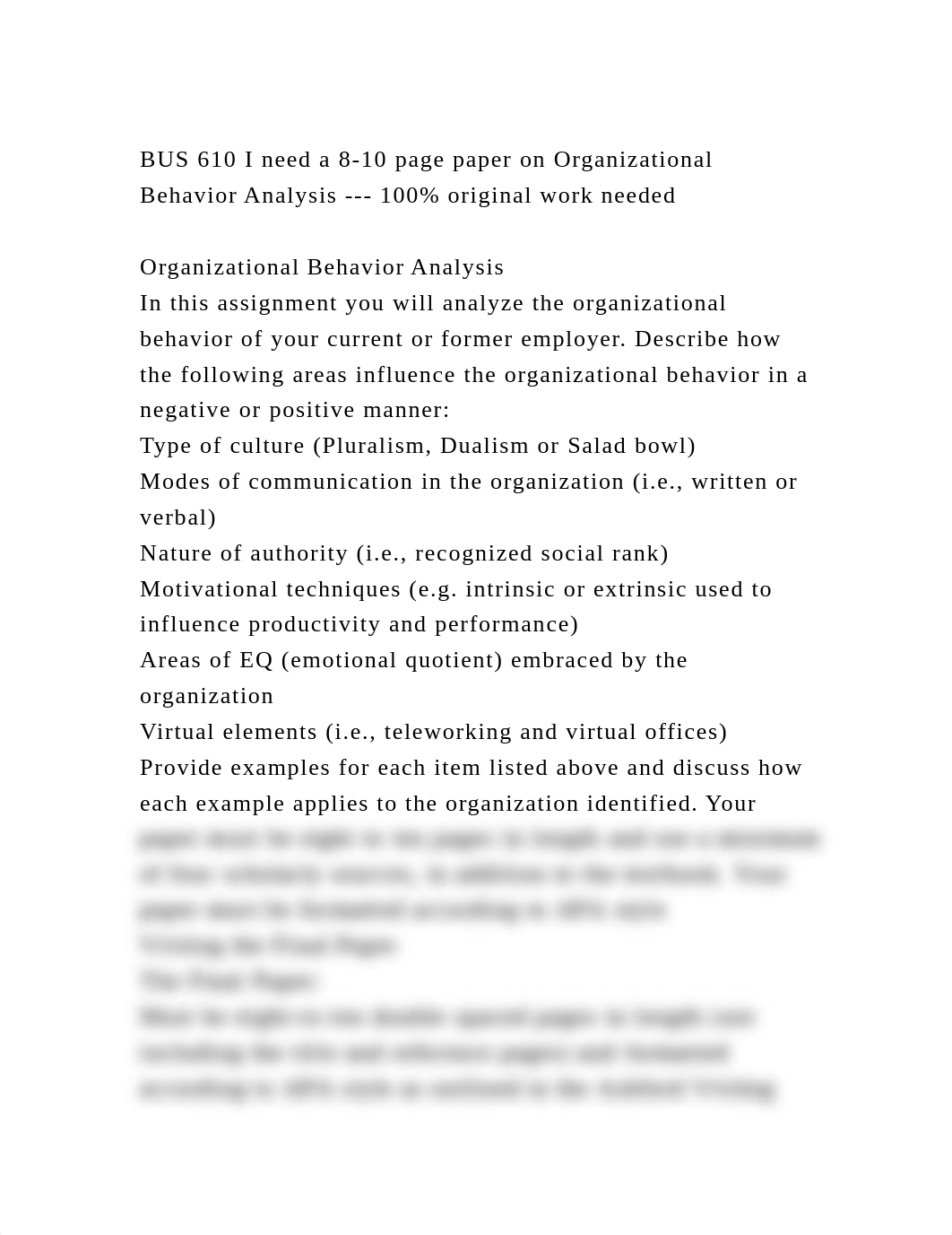 BUS 610 I need a 8-10 page paper on Organizational Behavior Analysis.docx_dn1jv6h9wtq_page1
