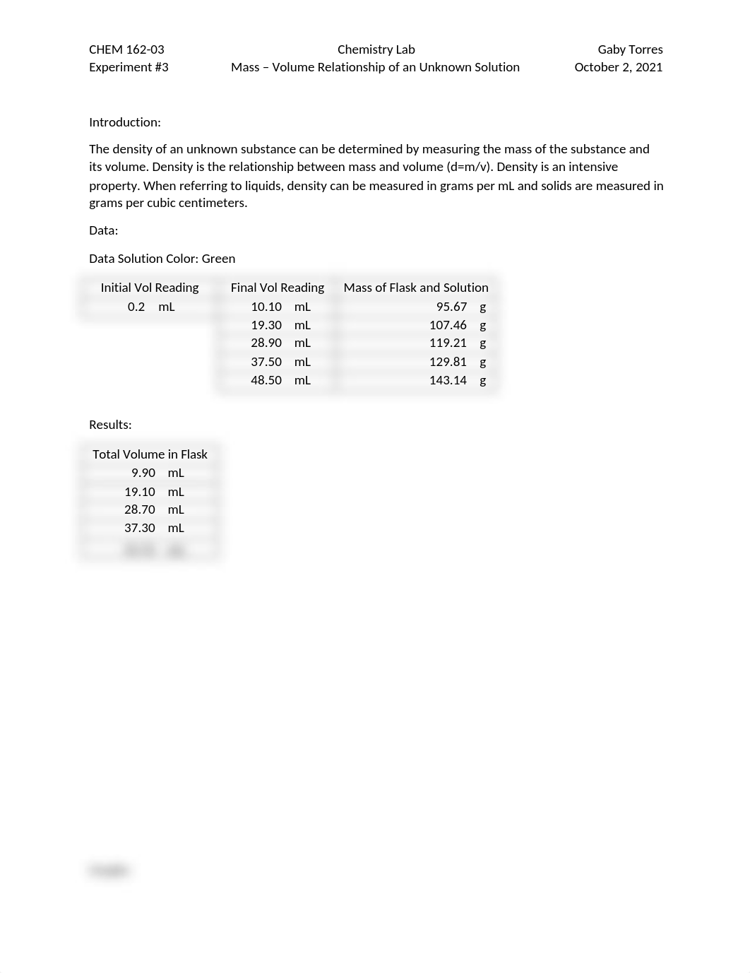 CHEM 162 Exp 3 Mass and Vol Relationship of Unknown Substance.docx_dn37s7vu7s4_page1