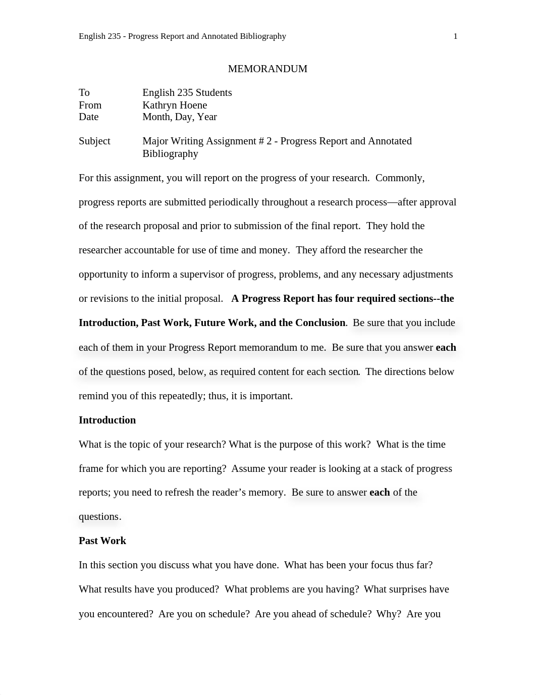 English 235 - Major Writing Assignment # 2 - Progress Report and Annotated Bibliography.docx_dn3j5i9jx99_page1