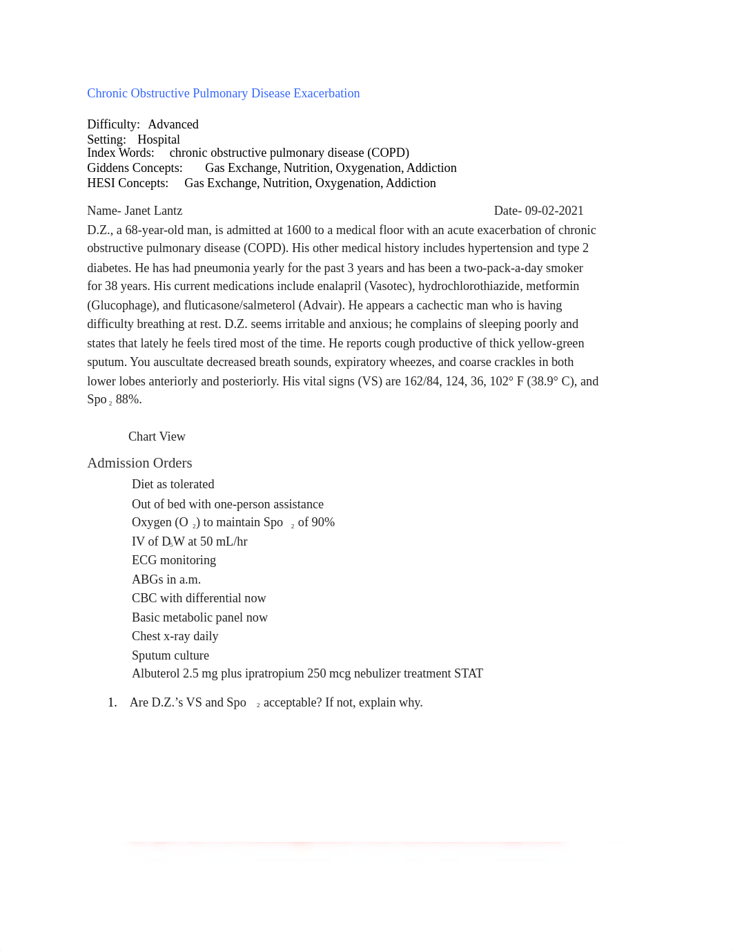 Chronic Obstructive Pulmonary Disease Exacerbation Case Study Clinical #5.docx_dn5n70ws3hj_page1