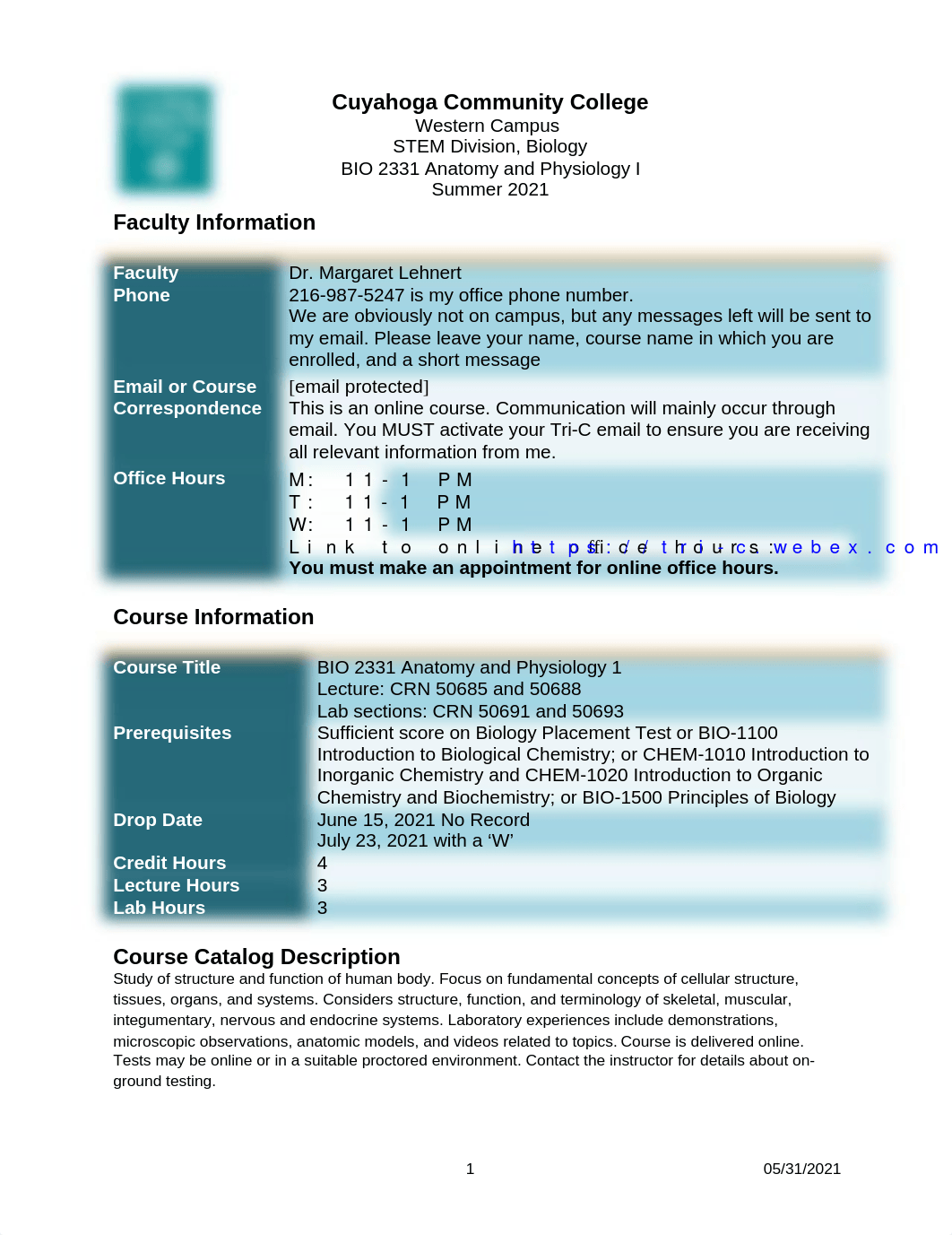 2021 Summer BIO 2331 10 week Online .doc_dn67yl0w0mc_page1