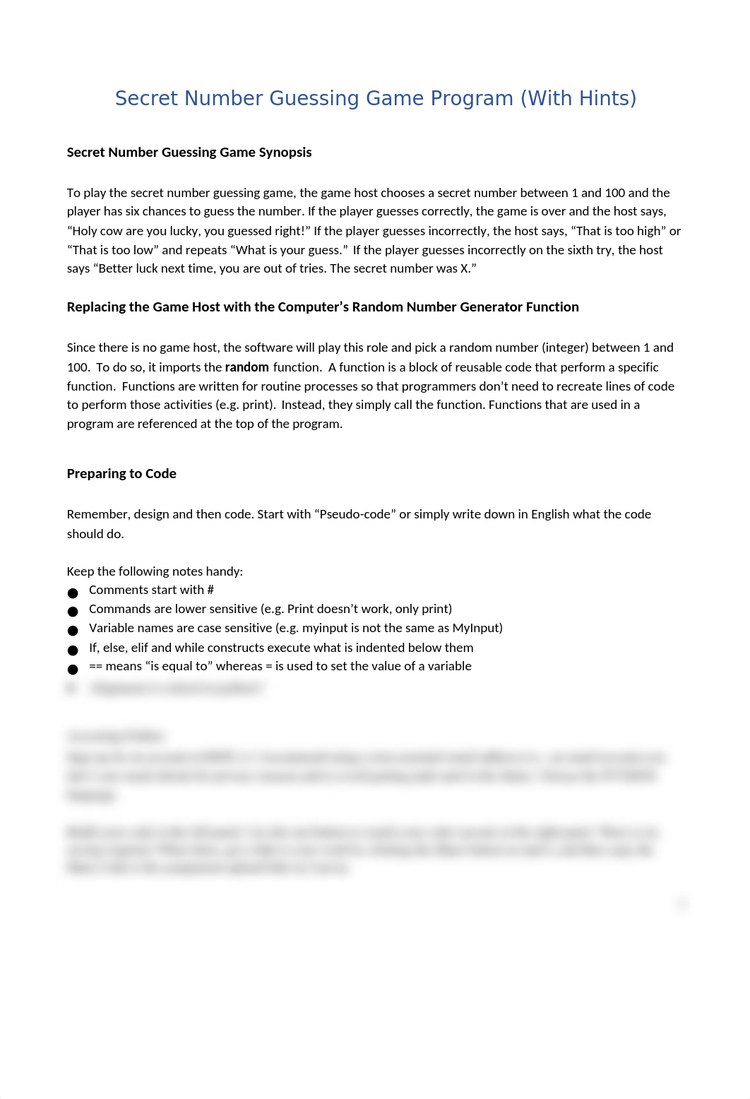 Secret Number Guessing Game Assignment - Fall 2021 - With Hints & Partial Code (1).docx_dn6od6x9jq1_page1