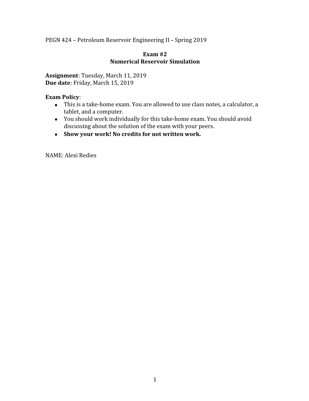 Exam2 - PEGN 424 - Petroleum Reservoir Engineering II - Spring 2019.pdf_dn71ws9jyko_page1