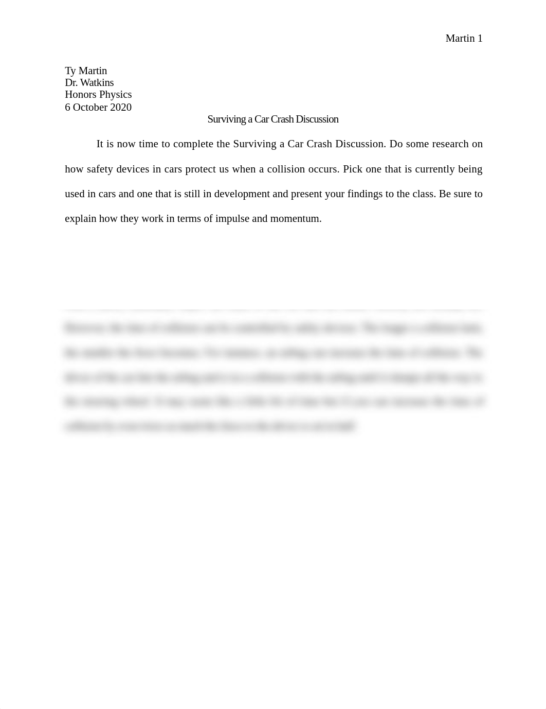 Surviving a Car Crash Discussion.docx_dn77x35d0vd_page1