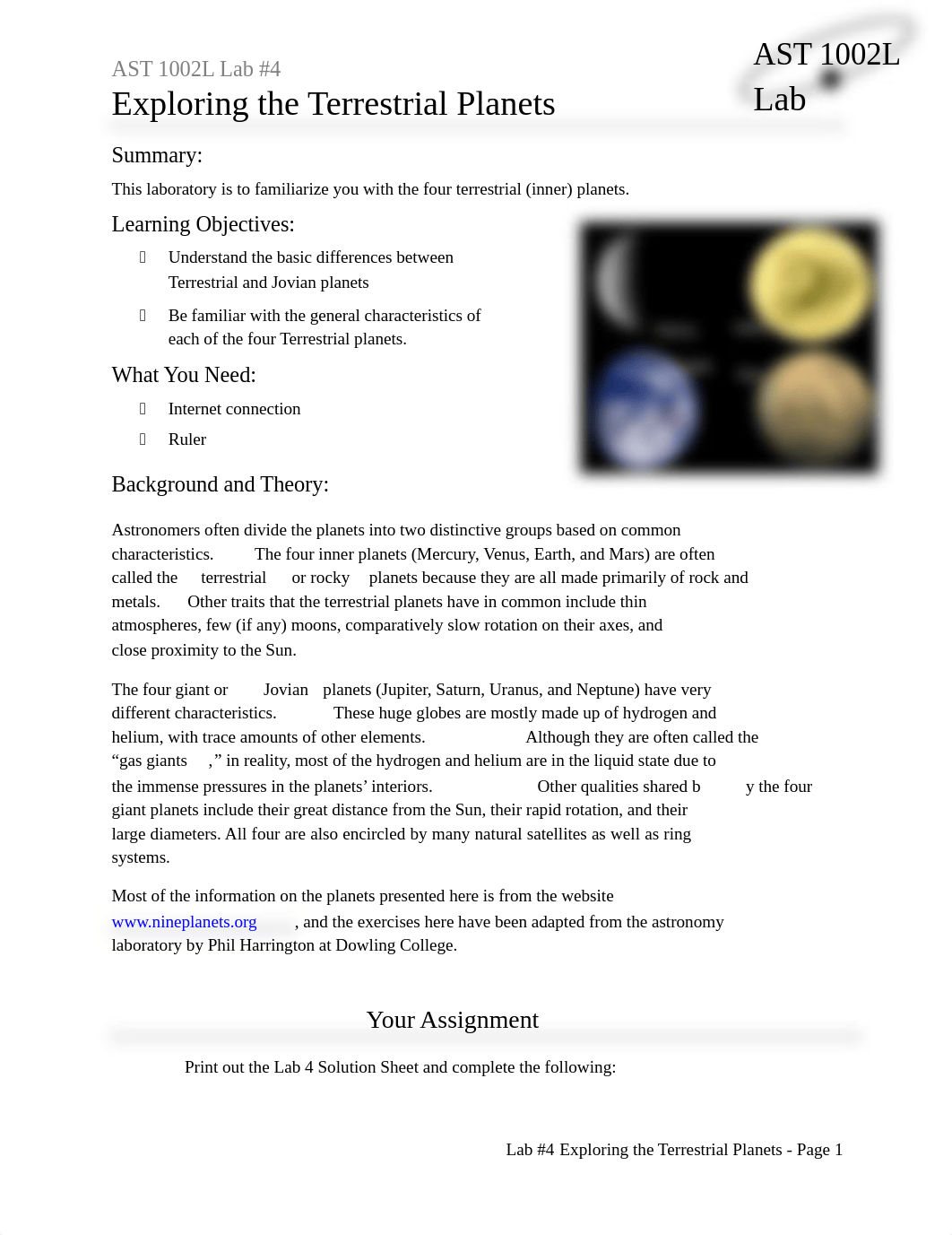 LAB #4 - Exploring the Terrestrial Planets.pdf_dn7iilims48_page1