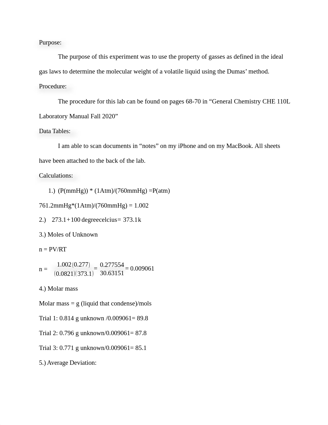 Lab Report 8; Gas Law Expirement;Determination of the Molar Mass of a Volatile Liquid .docx_dn8190jos15_page2