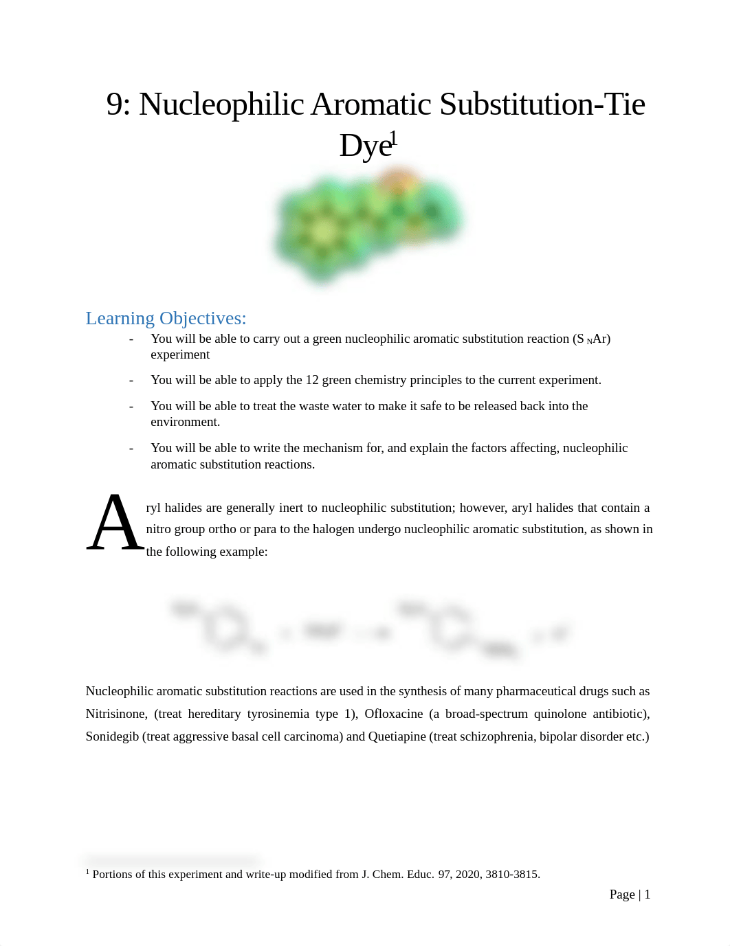 Exp 9 Nucleophilic Aromatic Substitution-Tie Dye F22.pdf_dn86j9tozvi_page1