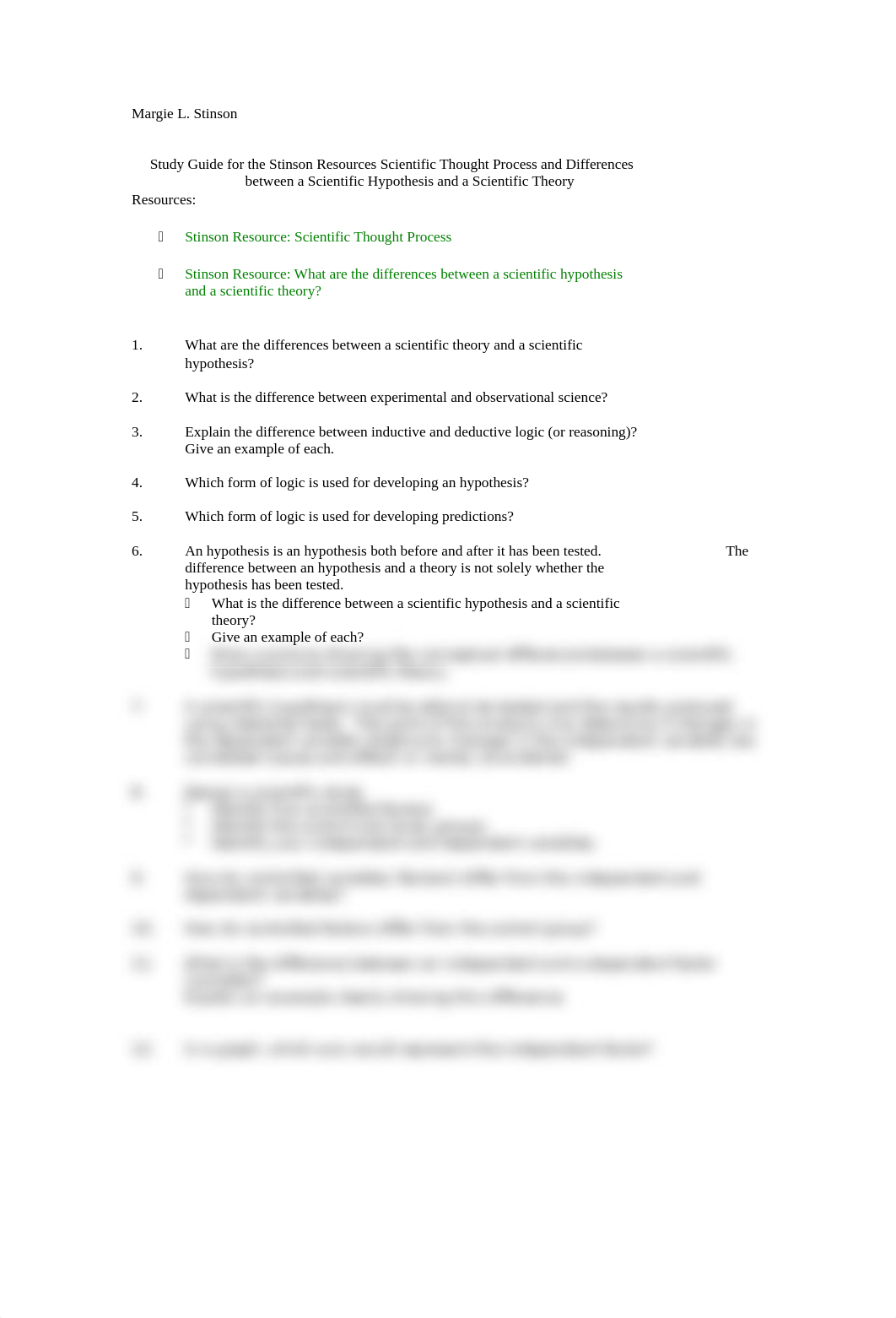 Study Guide for the Scientific Thought Process a Differences between a Sci Hypothesis and Sci Theory_dn8t0531sjy_page1