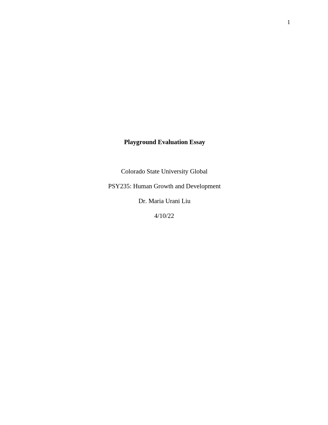 PSY235 - MOD3 - Critical Thinking -- playground evaluation essay .doc_dn8vc2ypc4b_page1