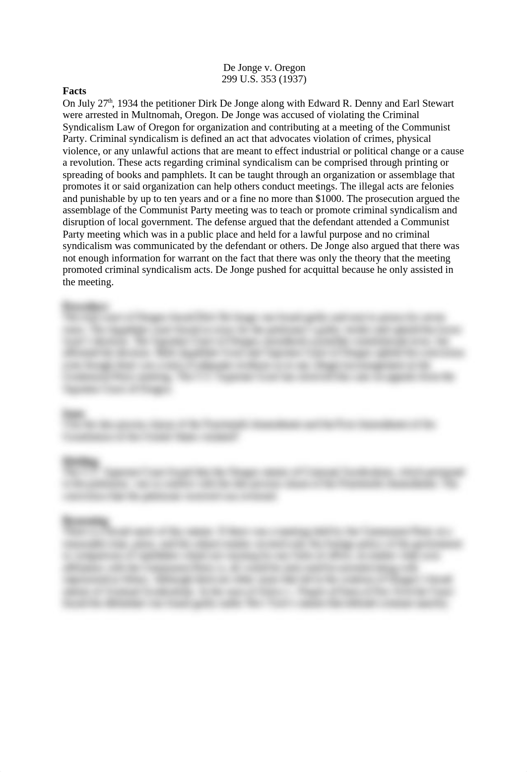 Case Brief 3: De Jonge v. Oregon_dn96l5y8fjx_page1