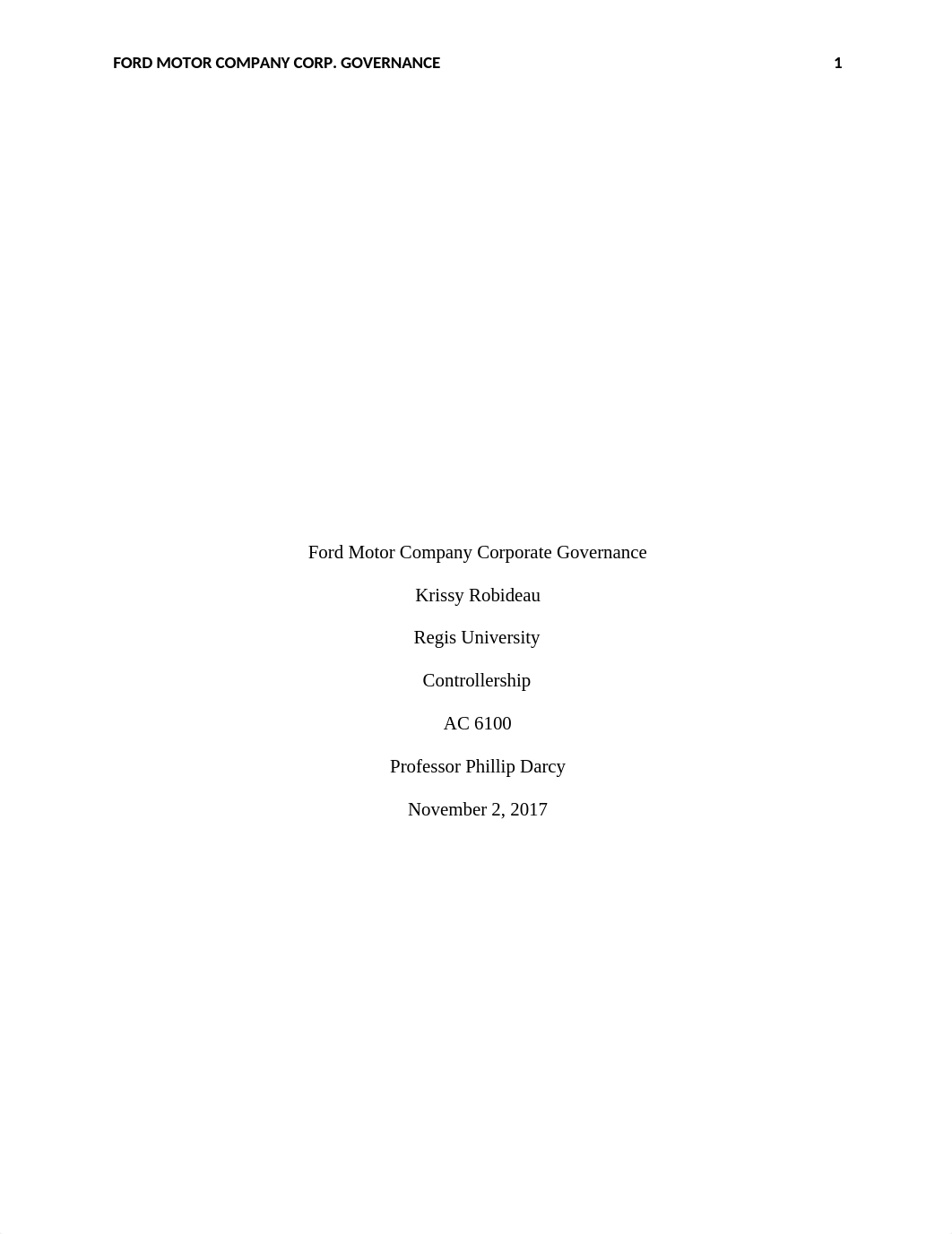 K. Robideau Week 1 - Ford Motor Company Corporate Governance.docx_dn9kx5madmb_page1