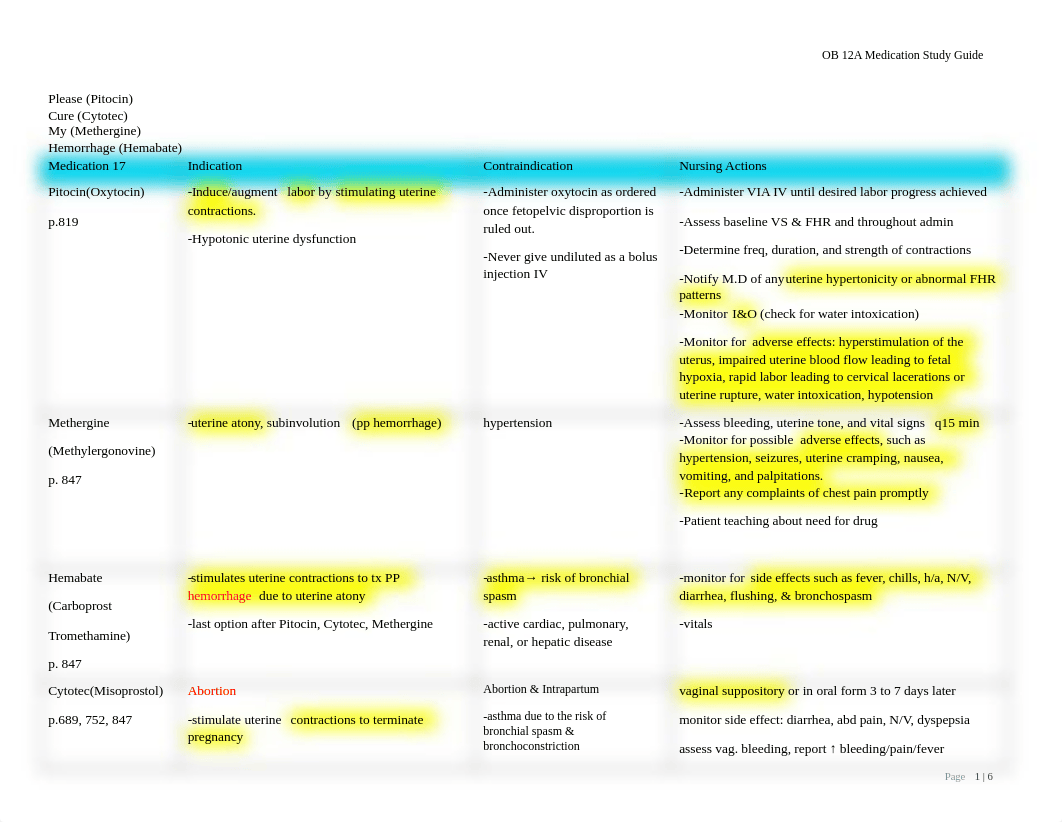 N12 Week 7 OB Medication Study Guide.docx_dna5n7nirjw_page1