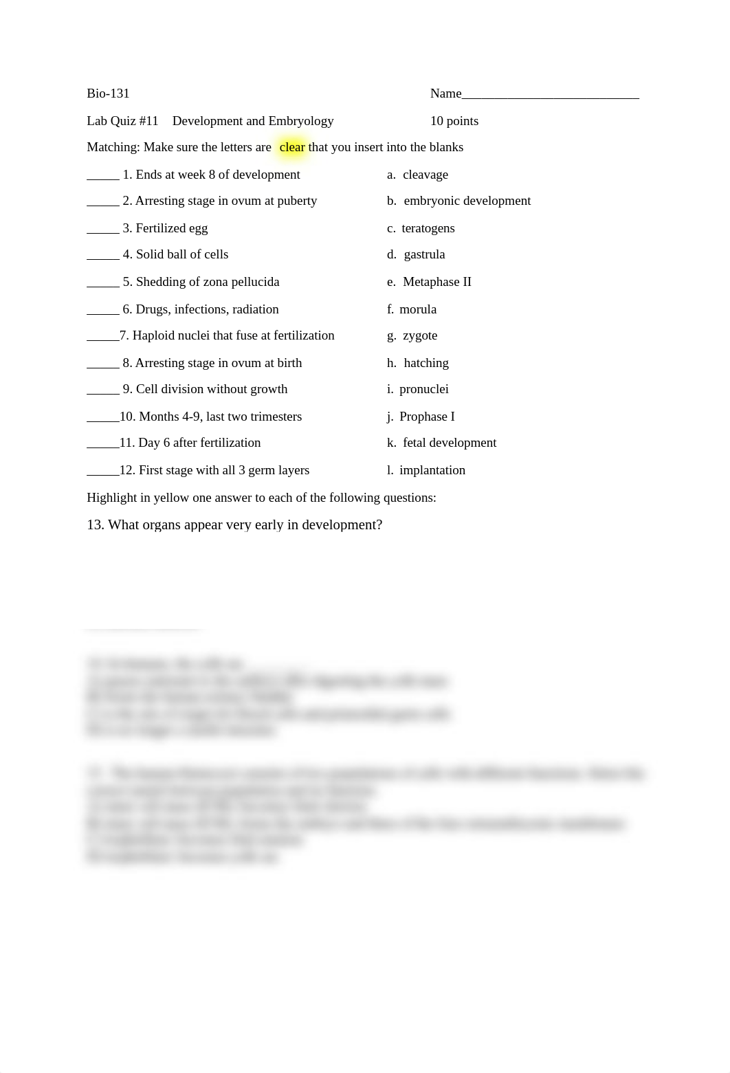 BIO-131 Lab Quiz #11 Human Development and Embryology.docx_dnamnqiowfx_page1