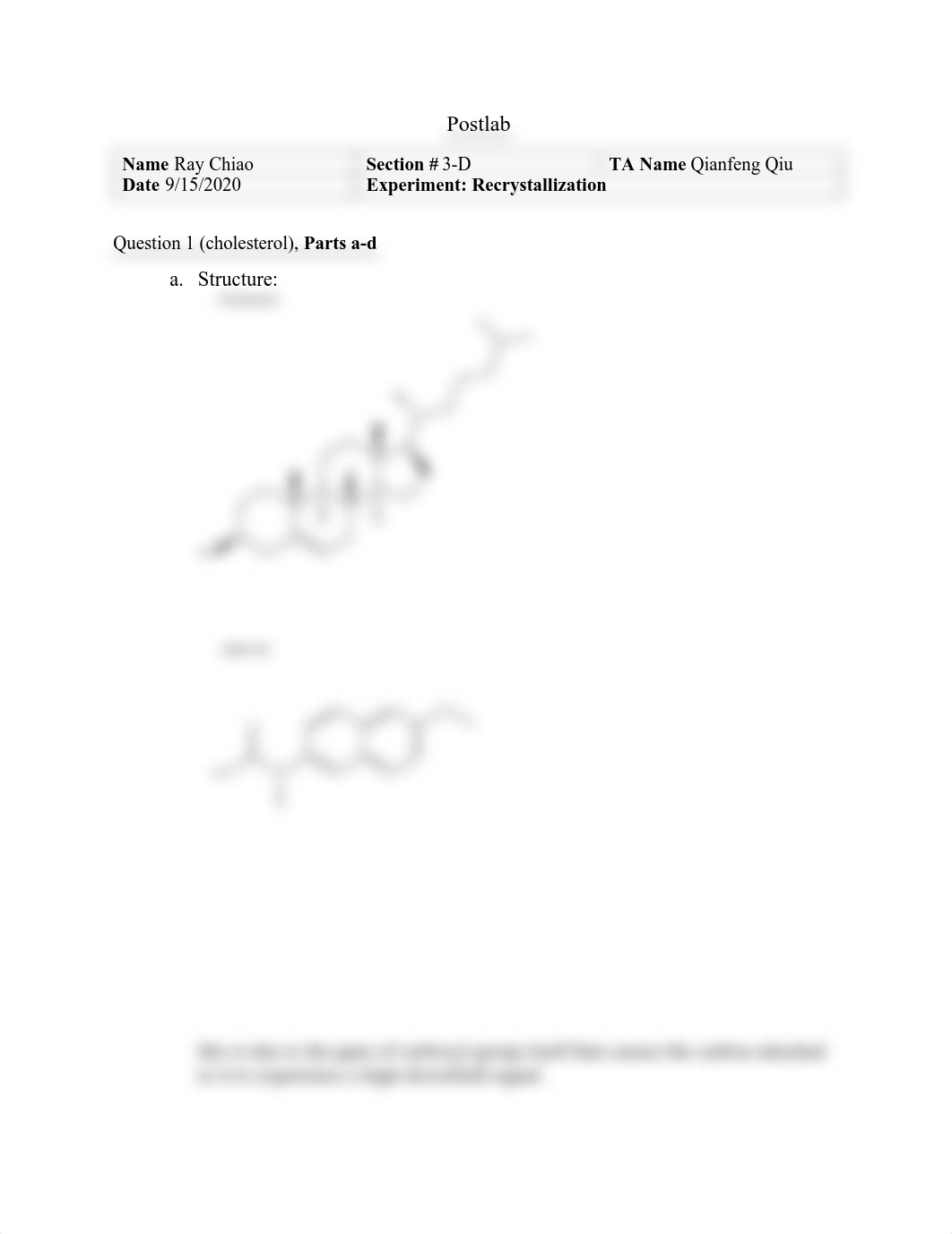 Experiment 3 -  Recrystallization Postlab.pdf_dnap3o3pt1z_page1