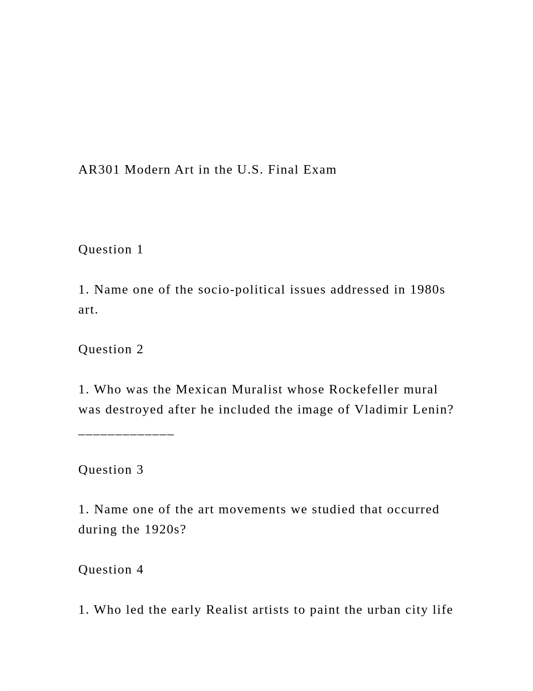 AR301 Modern Art in the U.S. Final Exam Question 1 .docx_dnbj5hdq2x3_page2