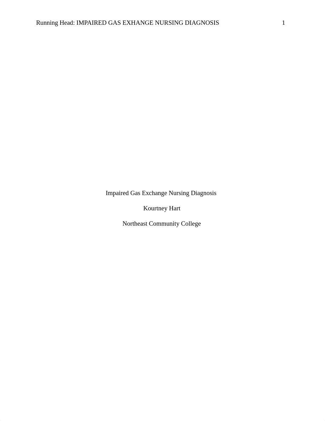 Running Head: IMPAIRED GAS EXHANGE NURSING DIAGNOSIS
Impaired Gas Exch_dnbrcibdl68_page1