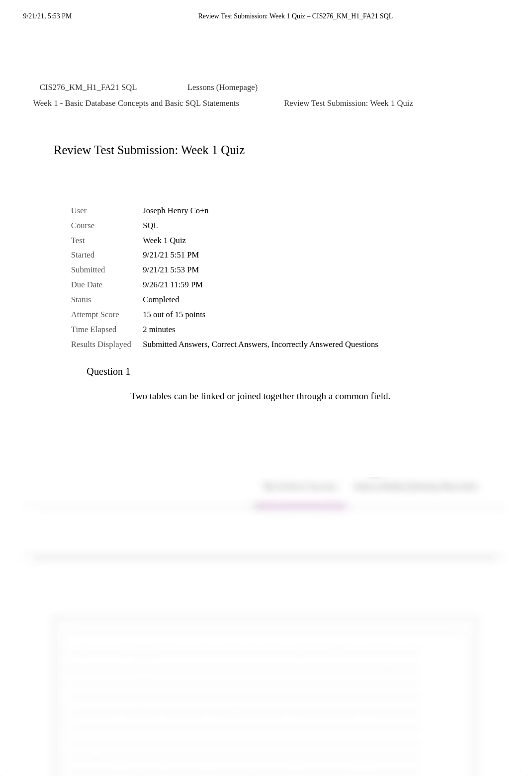 Week 1 Quiz - CIS276_KM_H1_FA21 SQL.pdf_dncsuca3vpi_page1