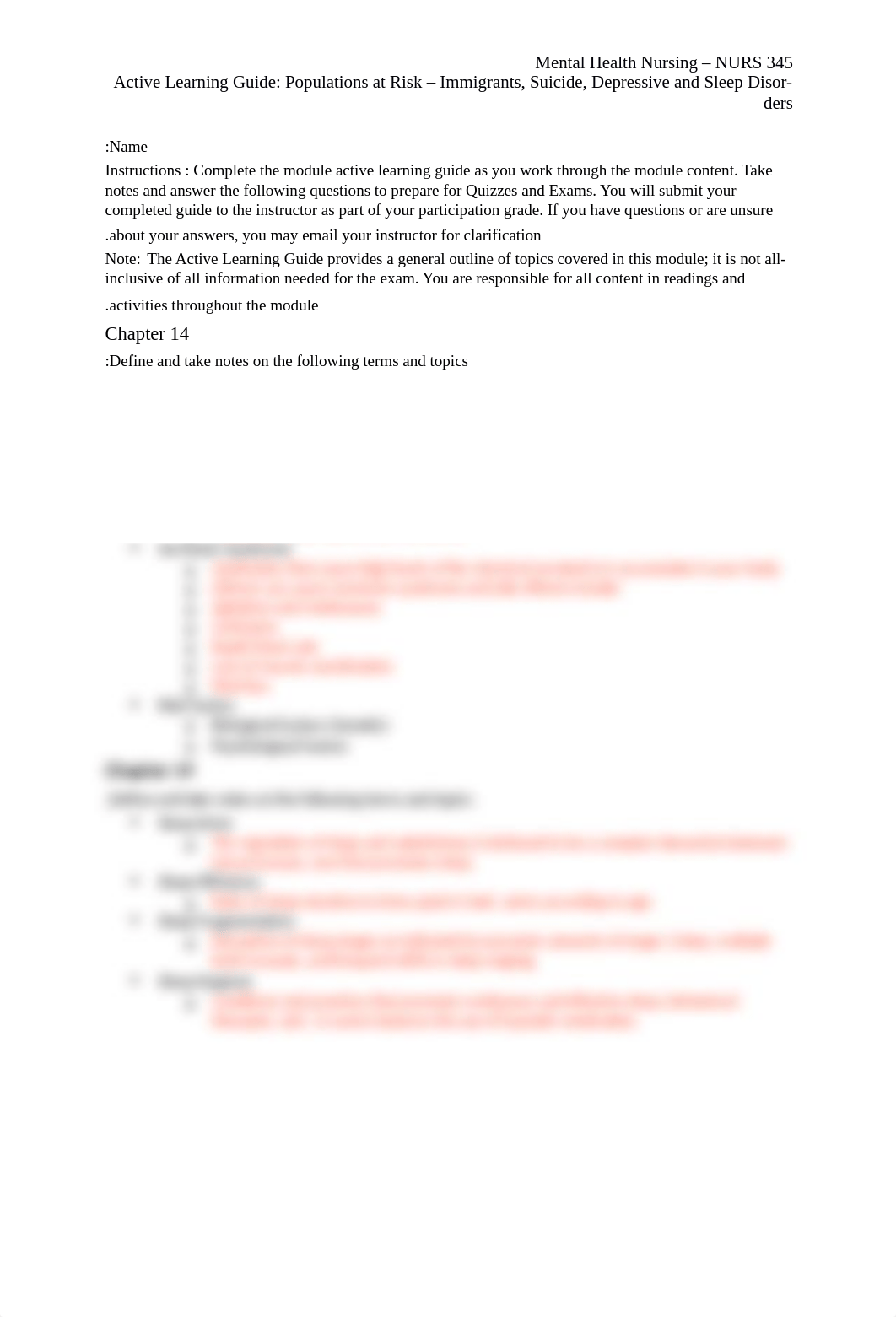 345 Module 13 Active Learning Guide - Populations at Risk - Immigrants, Suicide, Depressive and Slee_dncx4tmtu8j_page1