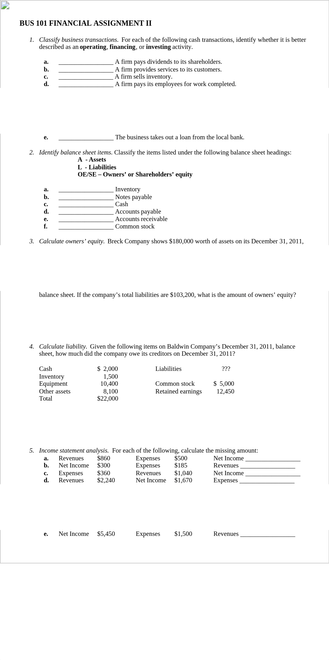 BUS 101 FINANCIAL ASSIGNMENT II.docx_dndf5rwddsj_page1