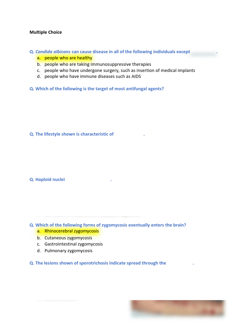 Medical Mycology Practice Questions with Answers.pdf_dndjv2jl7yb_page1