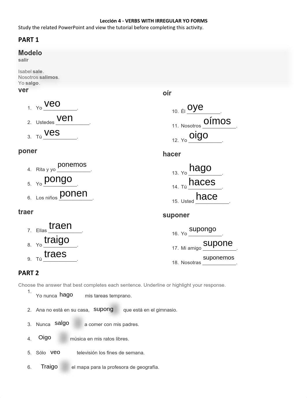 Leccion 4 - Verbs with Irregular YO Forms - Tarea - Fillable.pdf_dndrgafkbto_page1