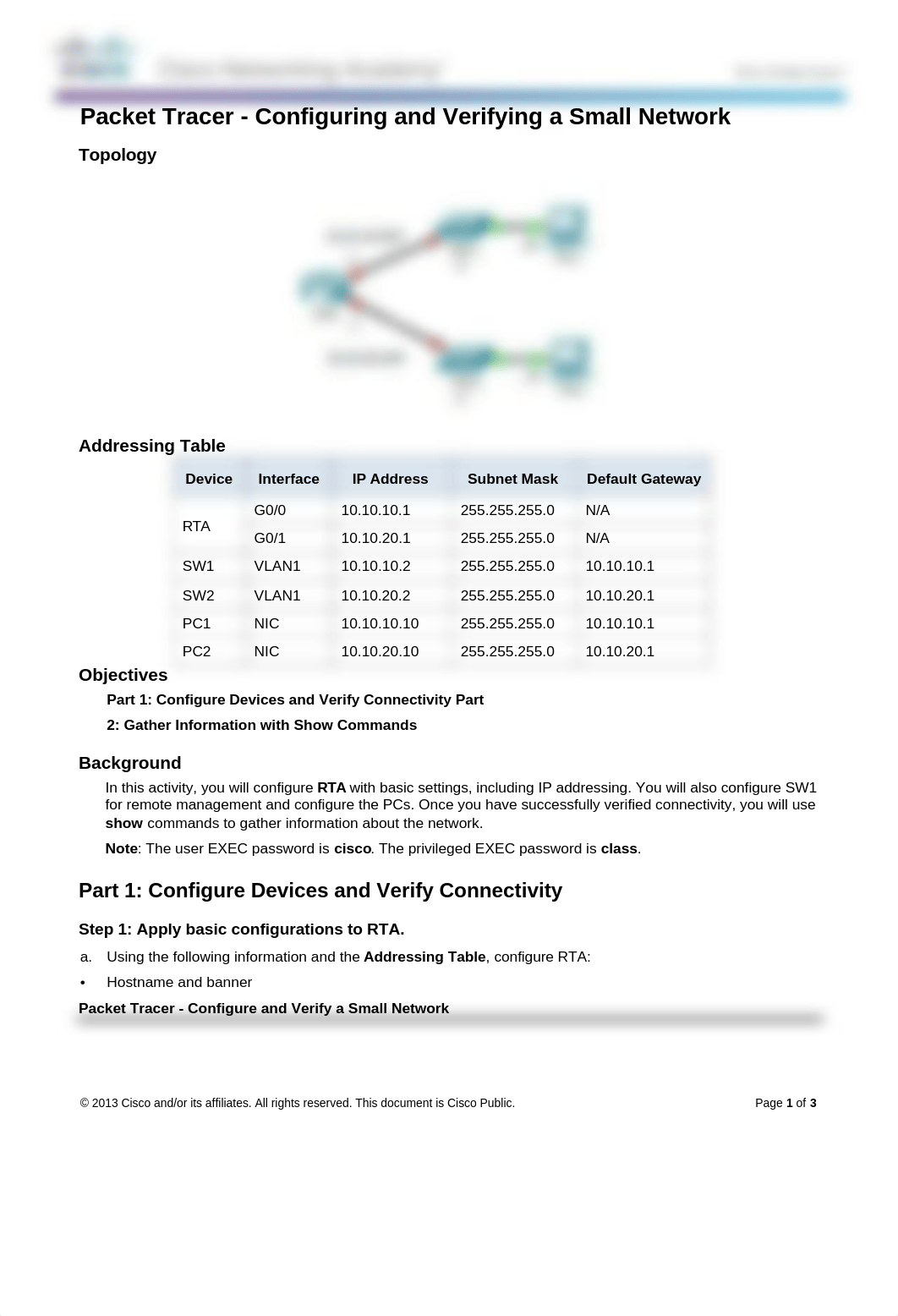 1.1.4.5 Packet Tracer - Configuring and Verifying a Small Network Instructions.docx_dndtpad5fcq_page1