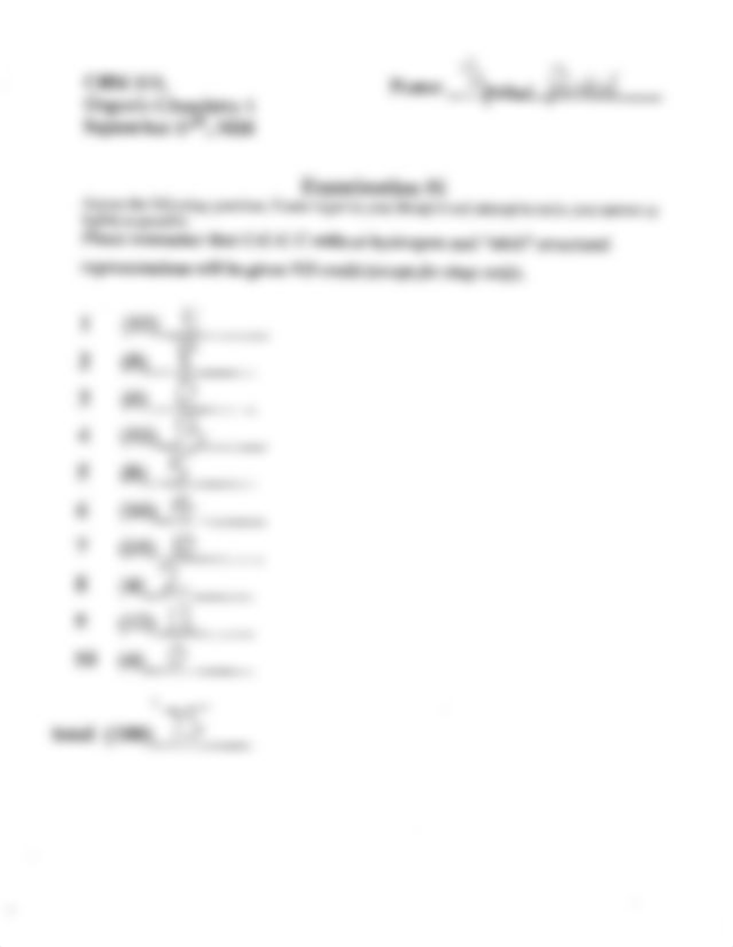 Organic Chemistry Exam 1_dnehicjm2g5_page1