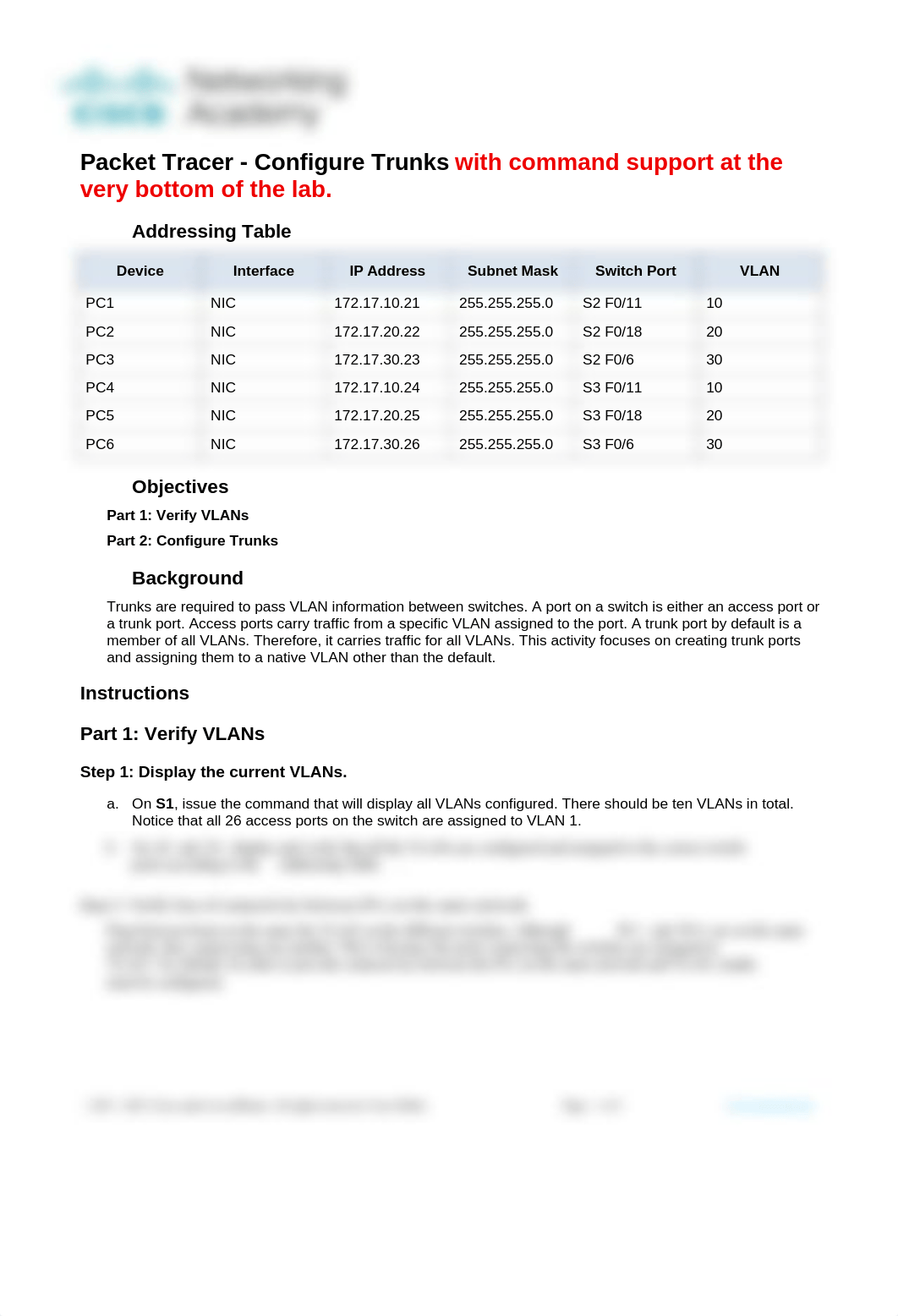 3.4.5 Packet Tracer - Configure Trunks - with command support.docx_dnemtj7umcv_page1