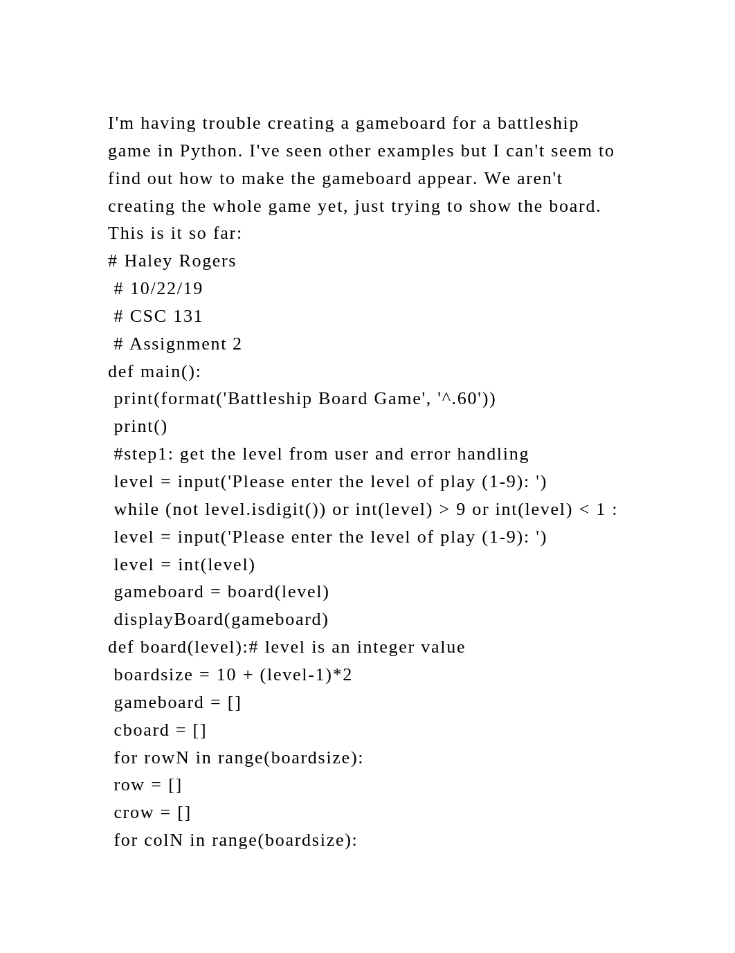Im having trouble creating a gameboard for a battleship game in Pyt.docx_dnewgehp6jl_page1