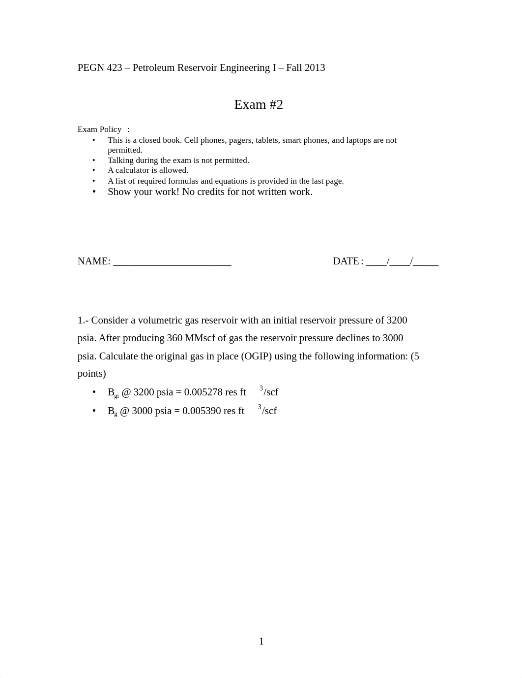 2 EXAM - PEGN 423 - Petroleum Reservoir Engineering I - Fall 2013[1].pdf_dnf9mvd2bng_page1