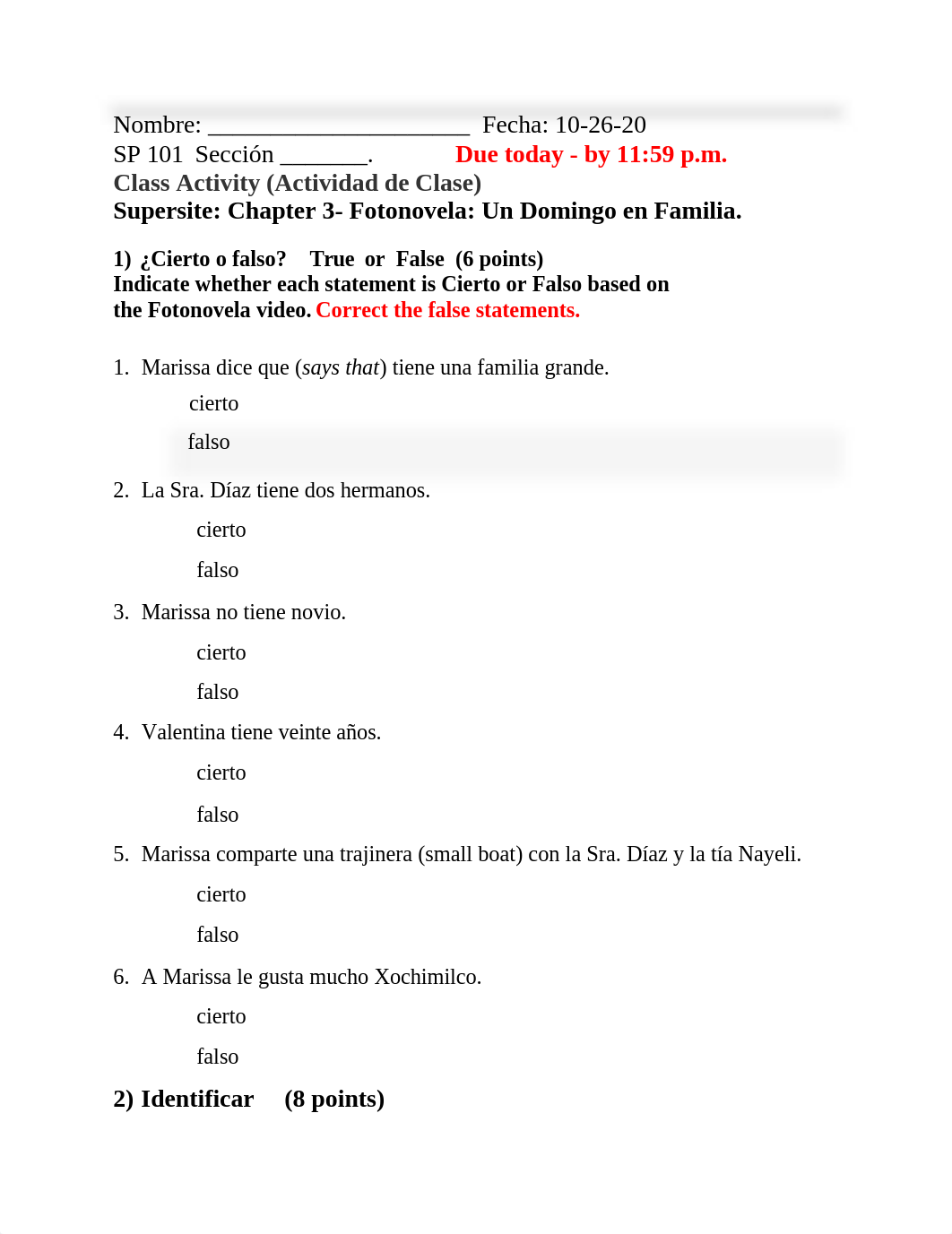 Class Activity- CH 3 Fotonovela and Oral Practice.docx_dnfv8q1rrhm_page1