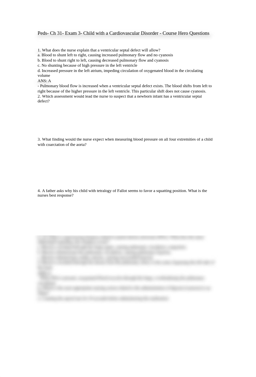 Peds- Ch 31- Exam 3-  Child with a Cardiovascular Disorder - Course Hero Questions.rtf_dng9vt459o0_page1