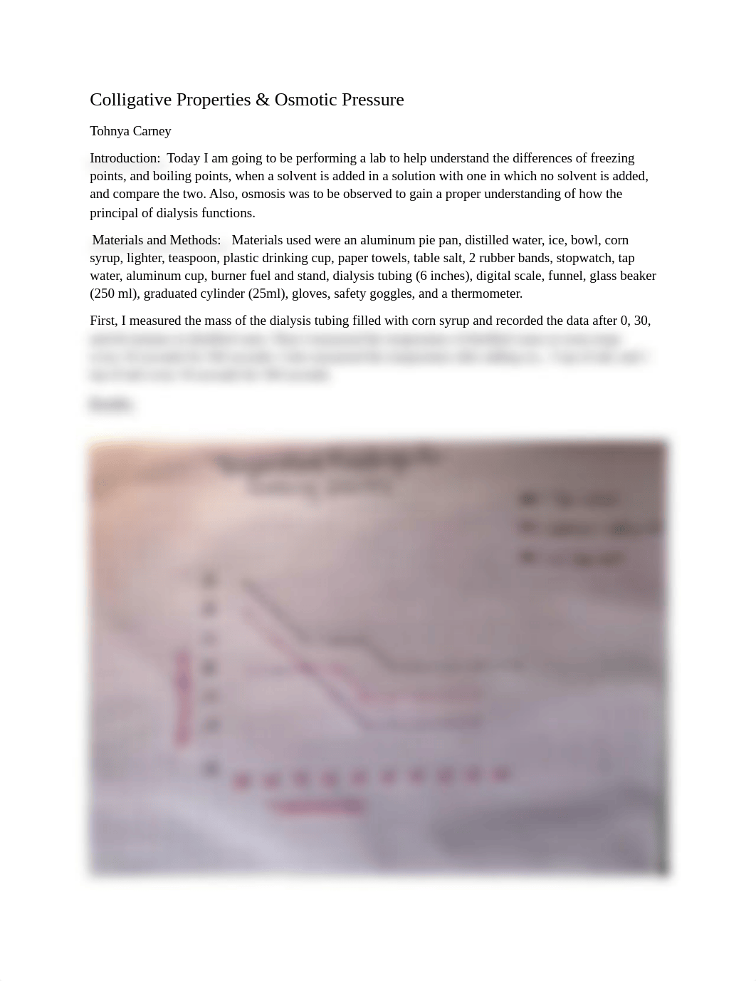 Tohnya Carney College Chemistry 1 Lab report Colligative Properties & Osmotic Pressure_dngfx49dgsk_page1