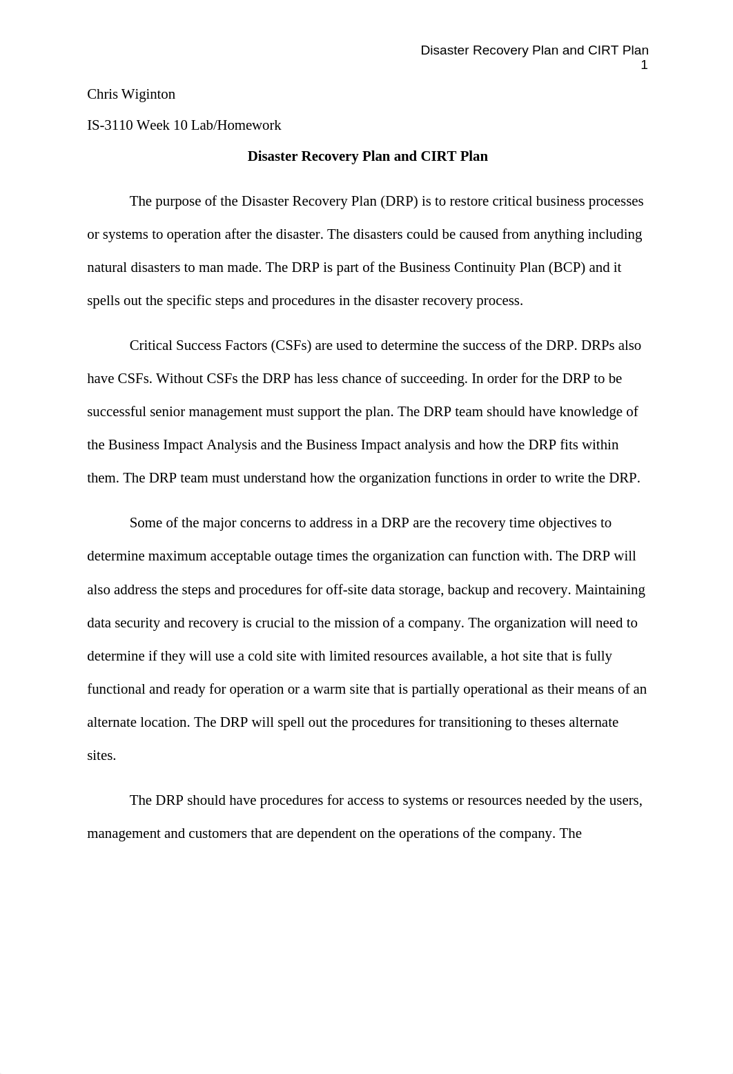 Week 10 Lab DRP and CIRT Chris Wiginton_dngrecgulf6_page1