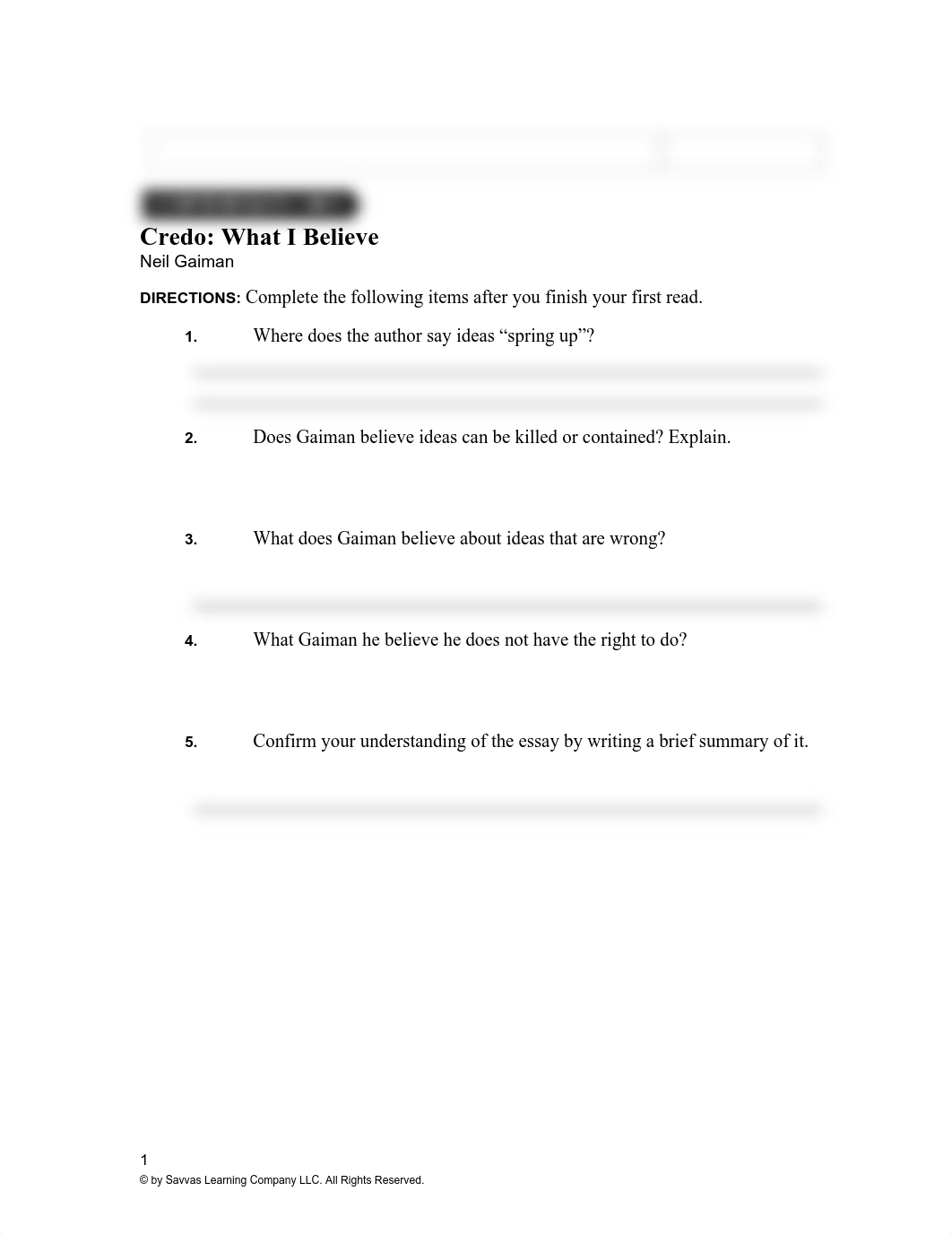 ANTONIO BONNER - Credo Text Questions and Comprehension Question - 7658502.pdf_dnhmpr4fek2_page1