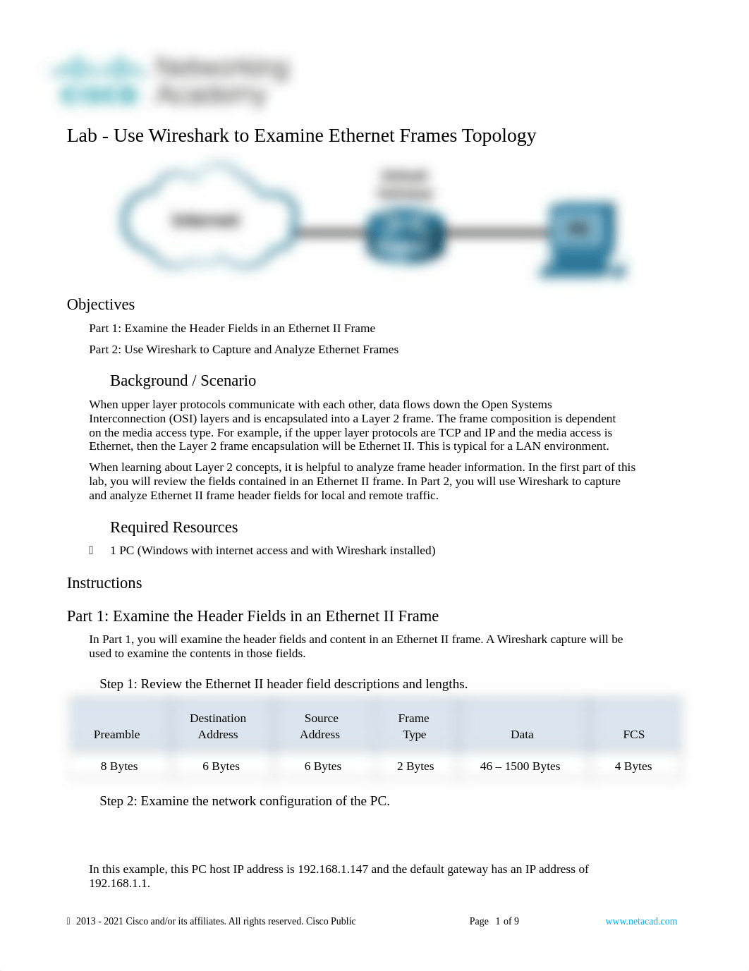 7.1.6 Lab - Use Wireshark to Examine Ethernet Frames.docx_dnhznixp7f0_page1