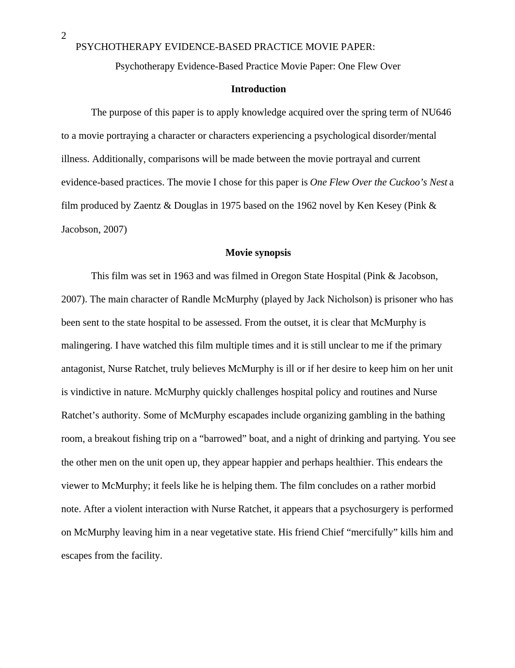 Psychotherapy Evidence-Based Practice Movie Paper_ One Flew Over.docx_dni0yjh1uyz_page2