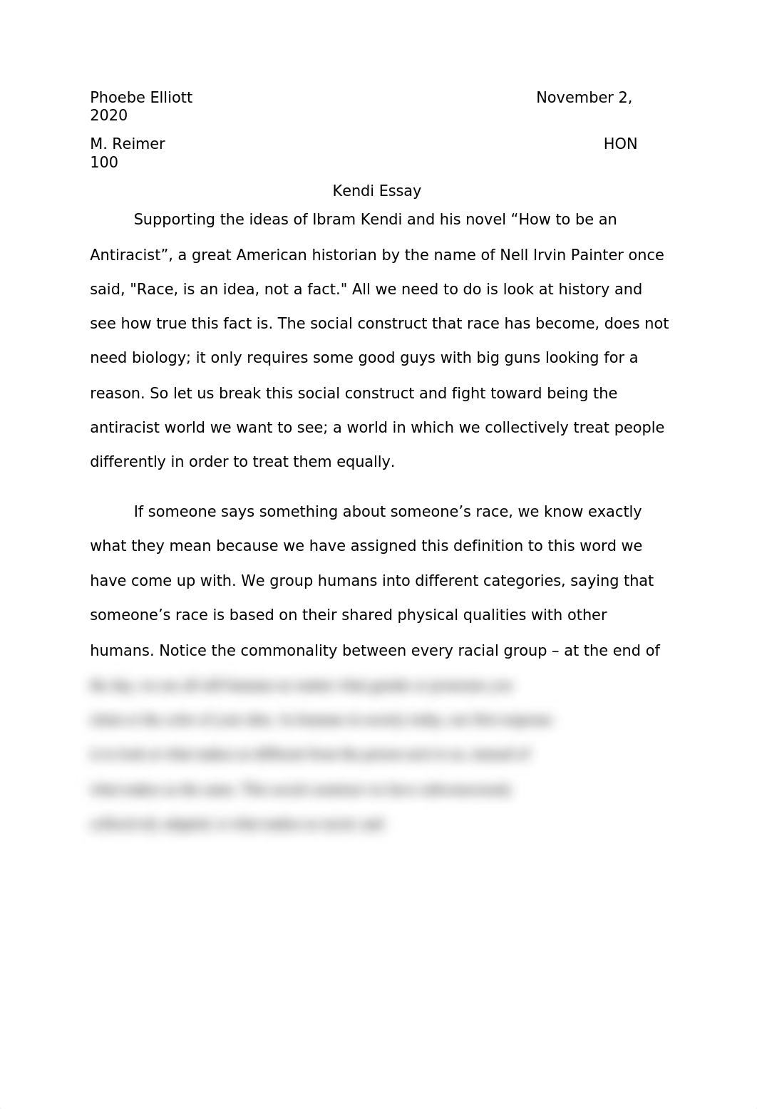 HON 100 Essay 5 (Kendi Essay).docx_dnia4qiim4t_page1